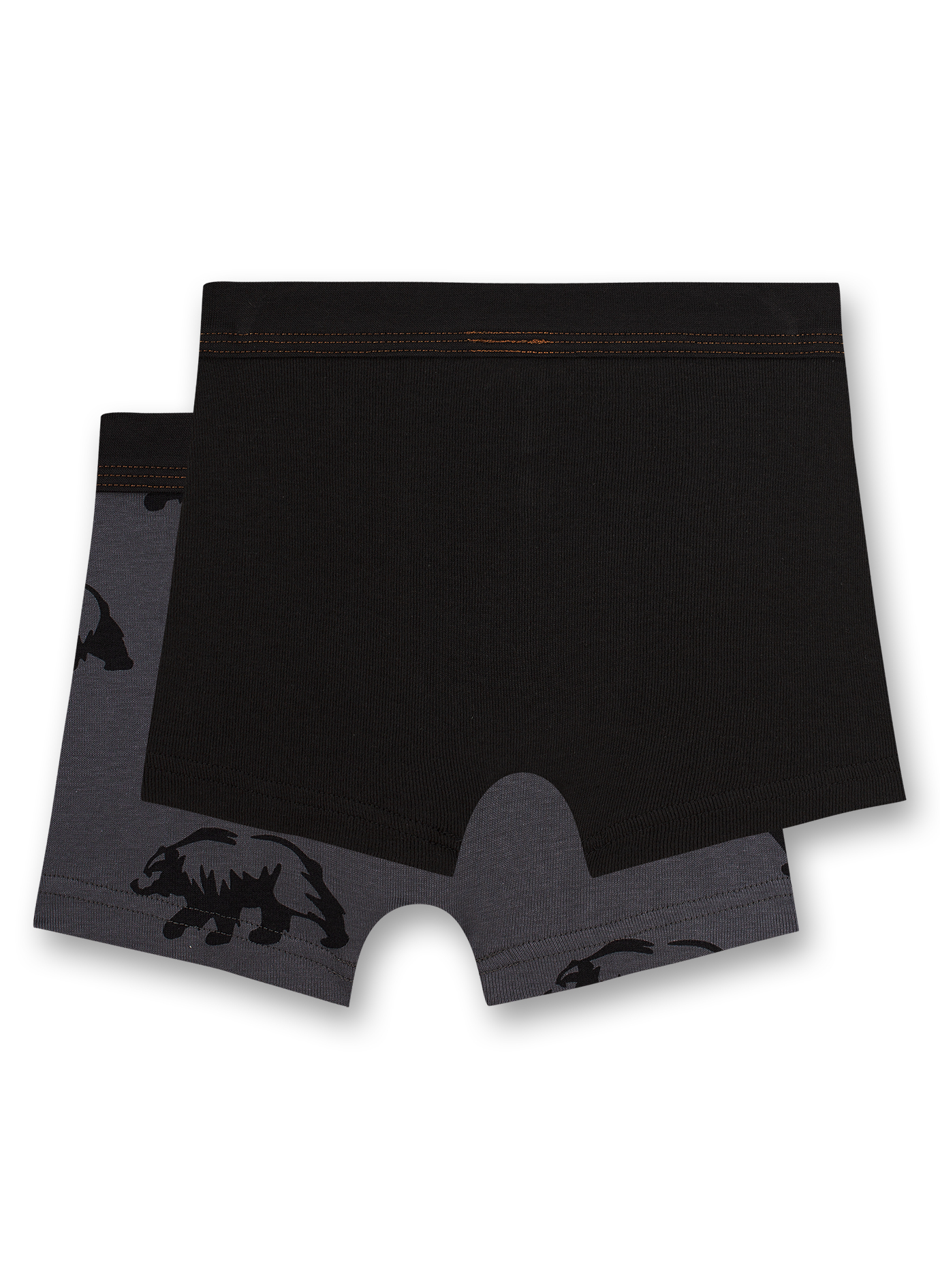 Jungen-Hipshorts (Doppelpack) Dunkelgrau und Schwarz Bear