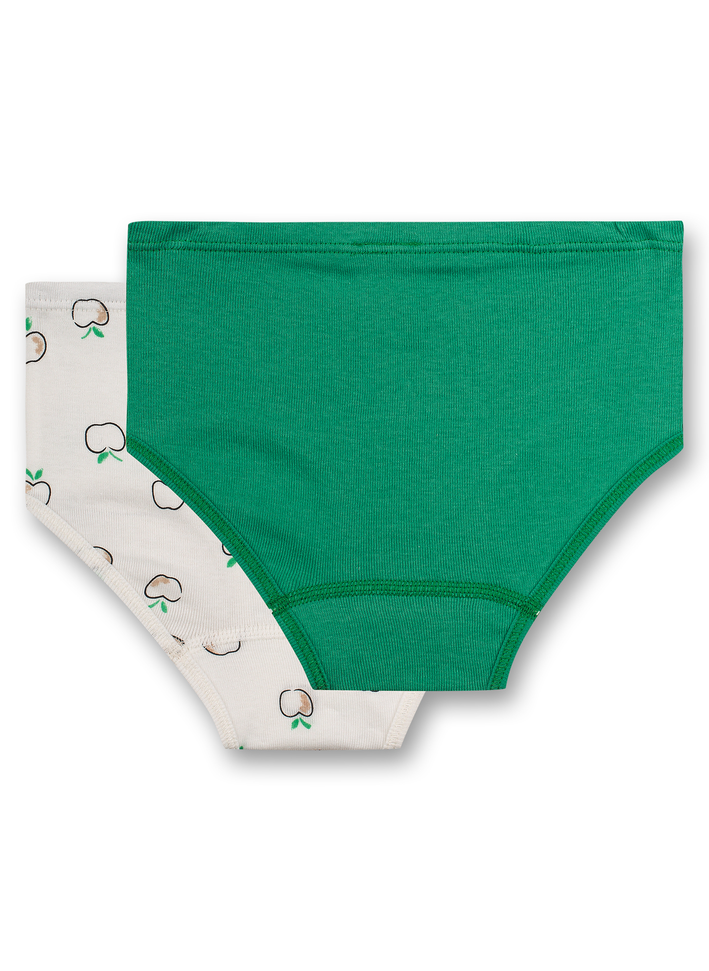 Mädchen-Hüftslip (Doppelpack) Off-White und Grün Dots+Apples