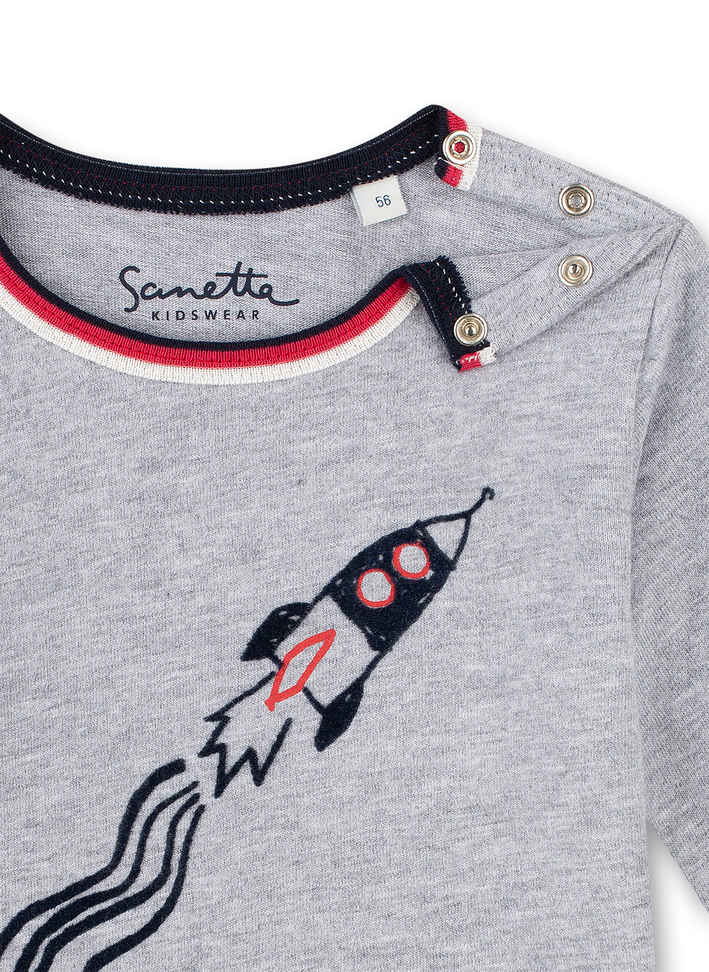 Jungen-Shirt Langarm Graumelange Inter Galactic