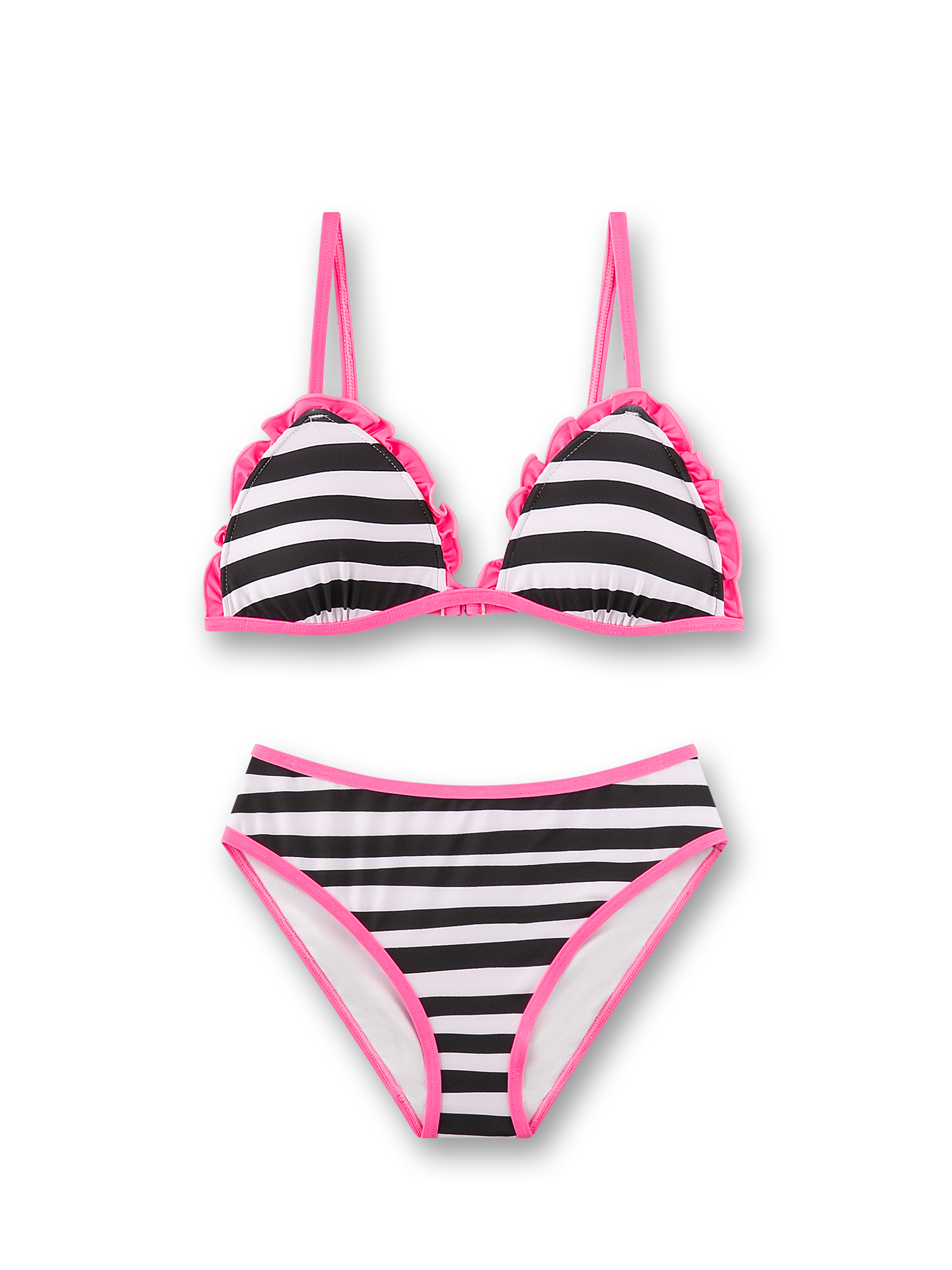 Mädchen-Bikini schwarz-weiß Sreifen  