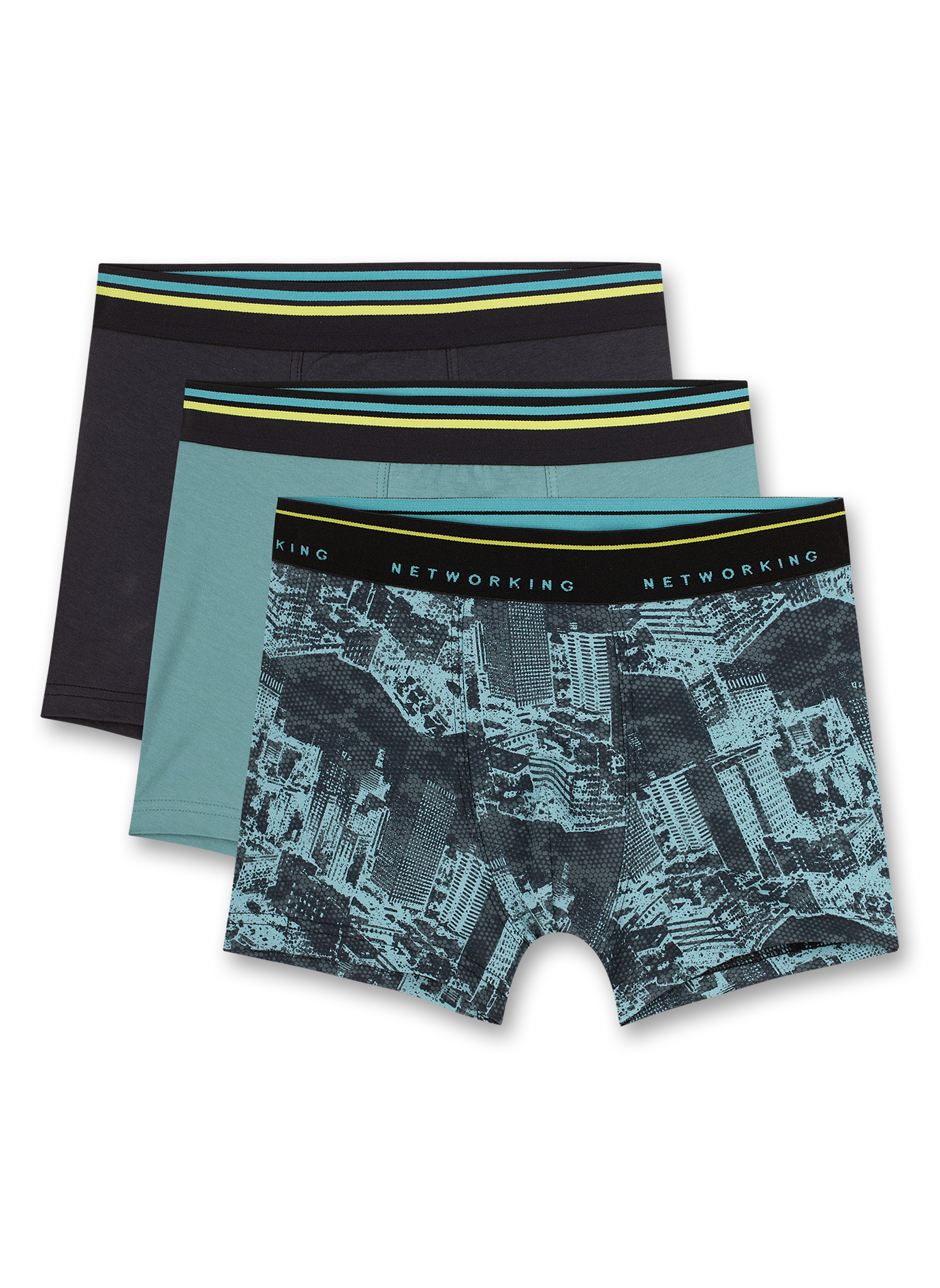 Jungen-Hipshorts (Doppelpack) Blau Networking