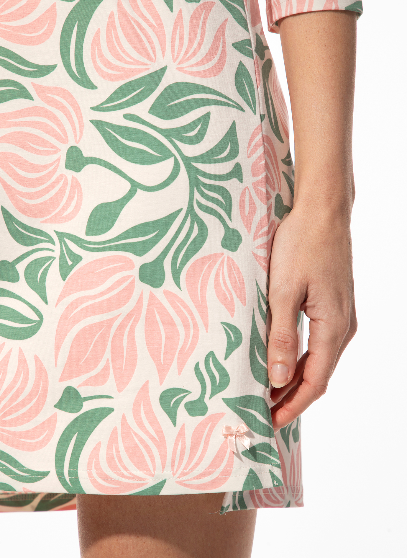 Damen-Nachthemd grün floraler Print