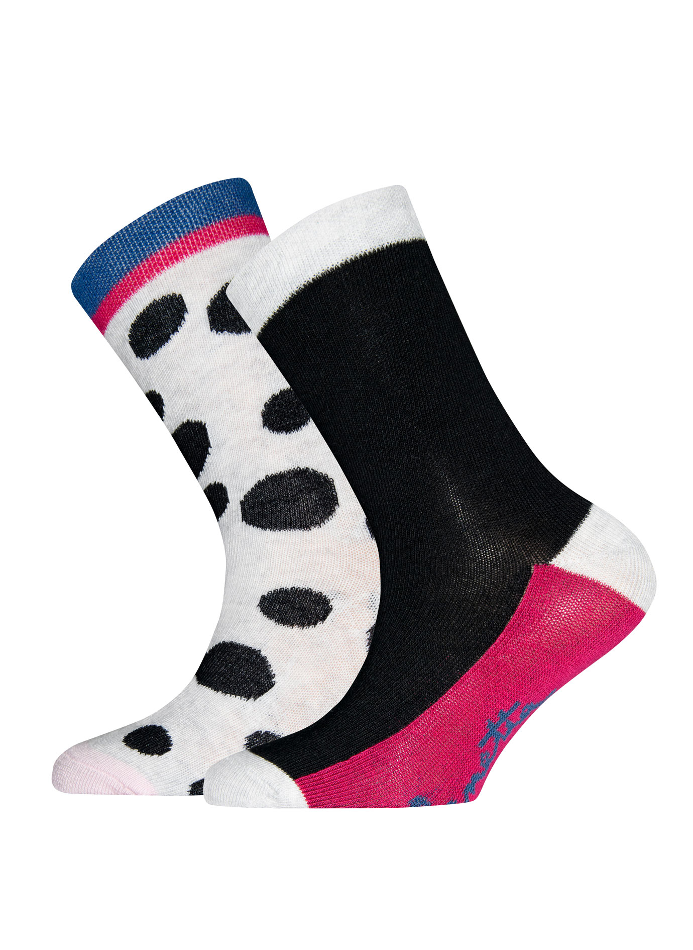 Mädchen-Socken (Doppelpack) Schwarz und Punkte
