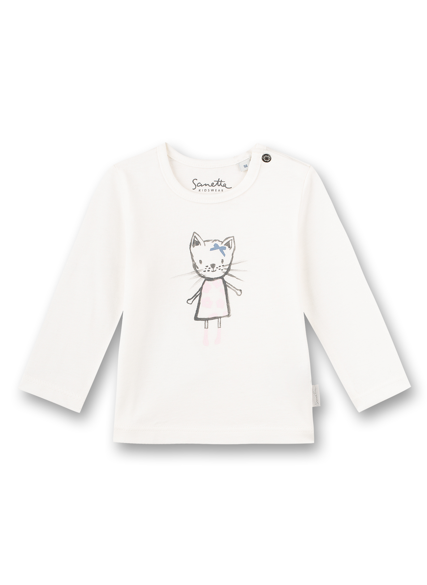 Mädchen-Shirt langarm Off-White Emma the Cat 