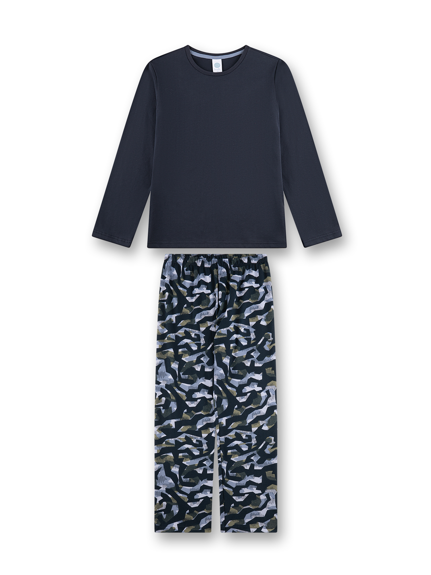 Jungen-Schlafanzug lang dunkelblau Camouflage