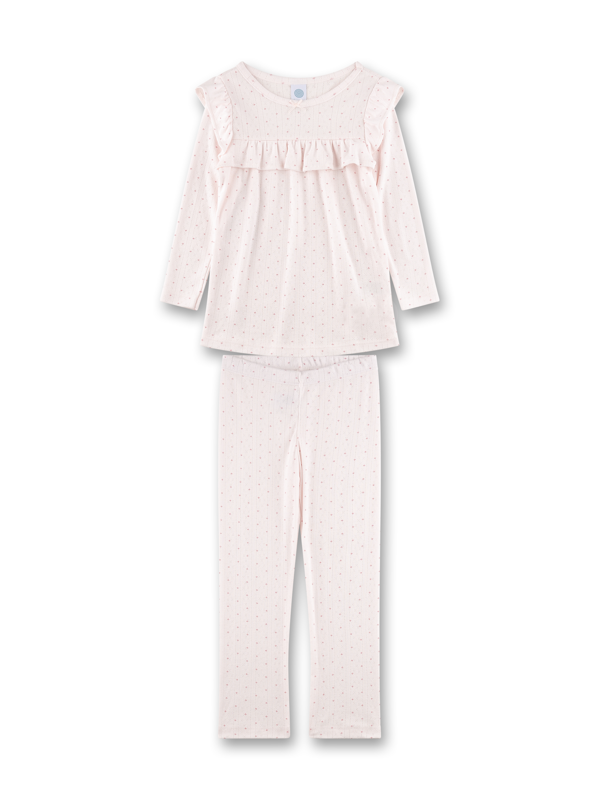 Mädchen-Schlafanzug lang rosa Ajour-Muster