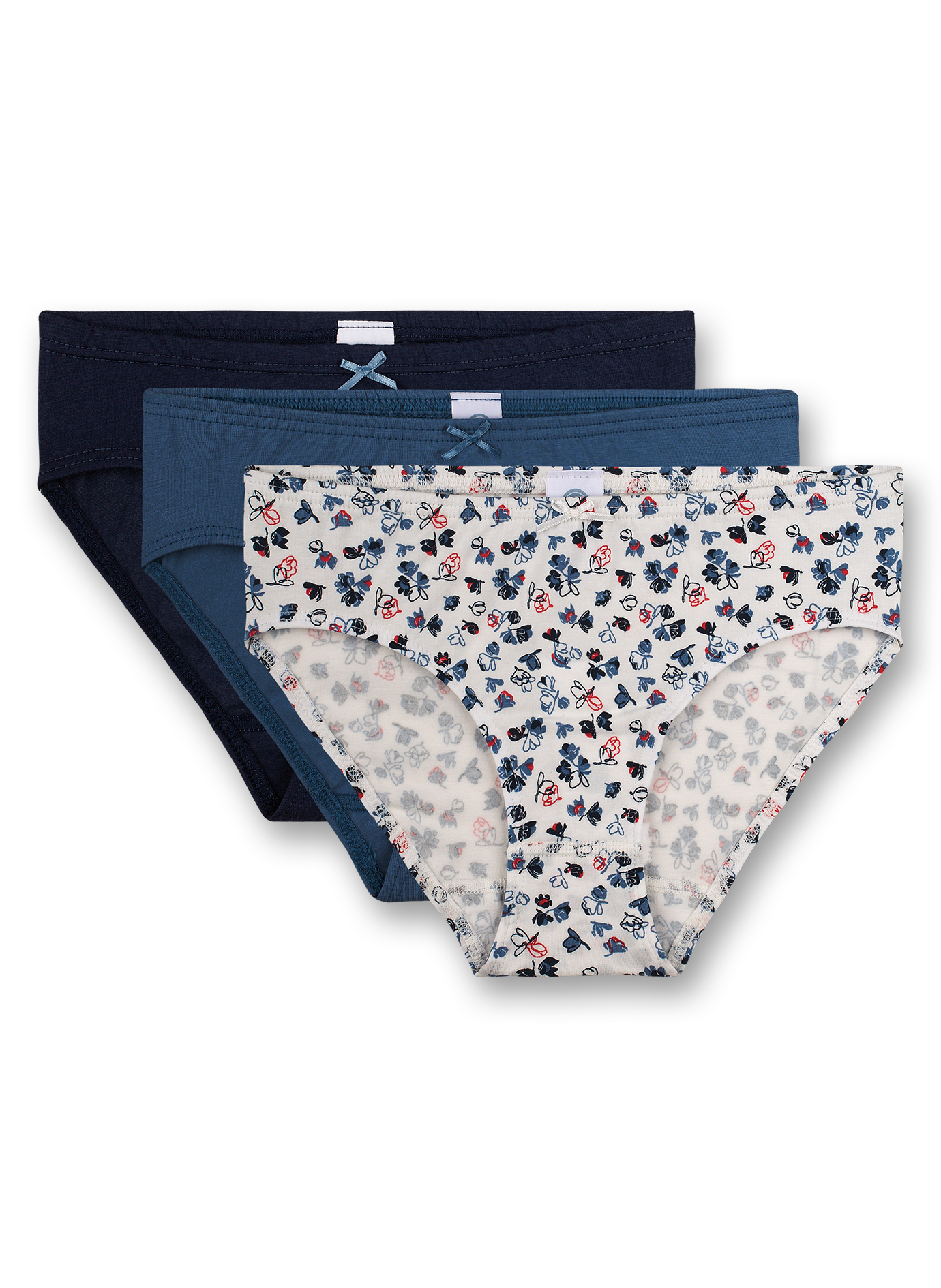 Mädchen-Rioslip (Dreierpack) Off White und Blau