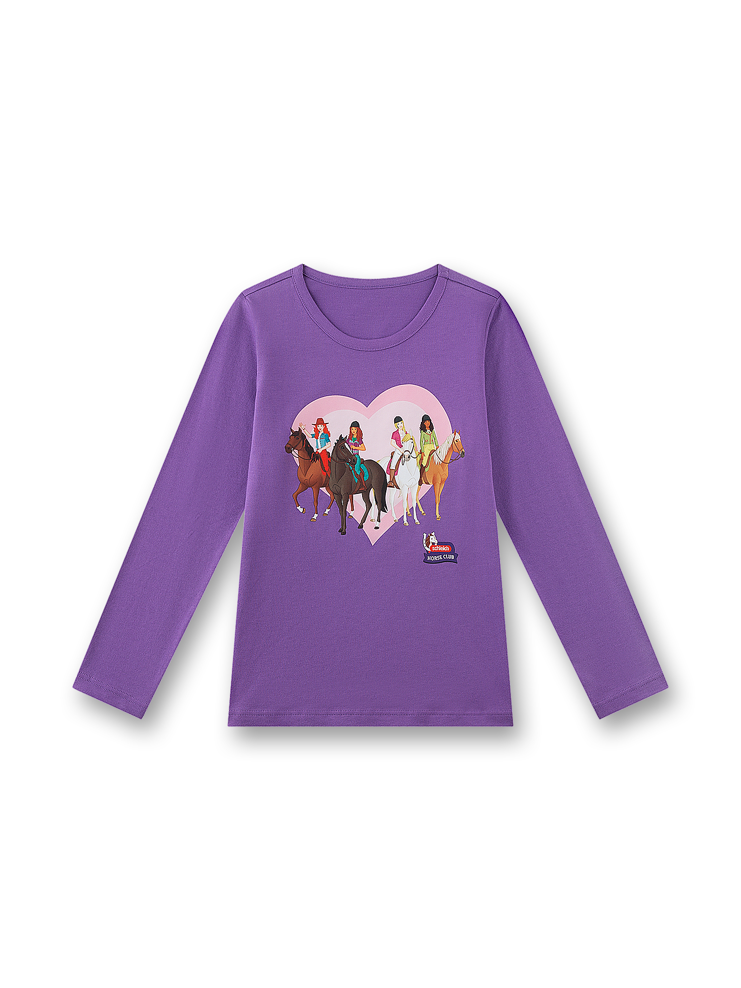 T-Shirt, Longsleeve, Purple, Herz-Design, Rennreiterinnen