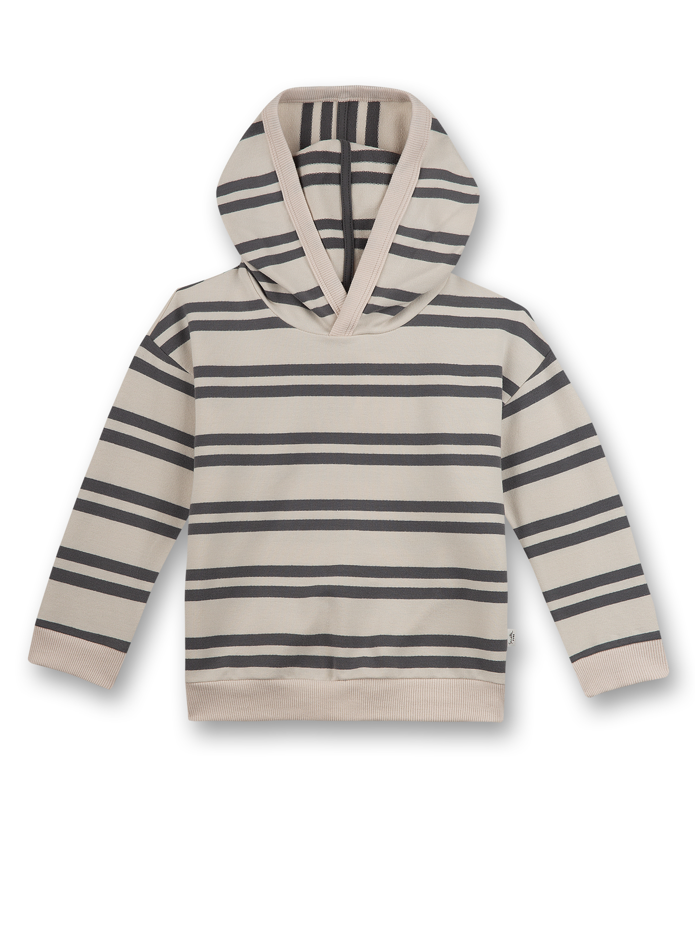 Jungen-Sweatshirt Dunkelgrau Ringel