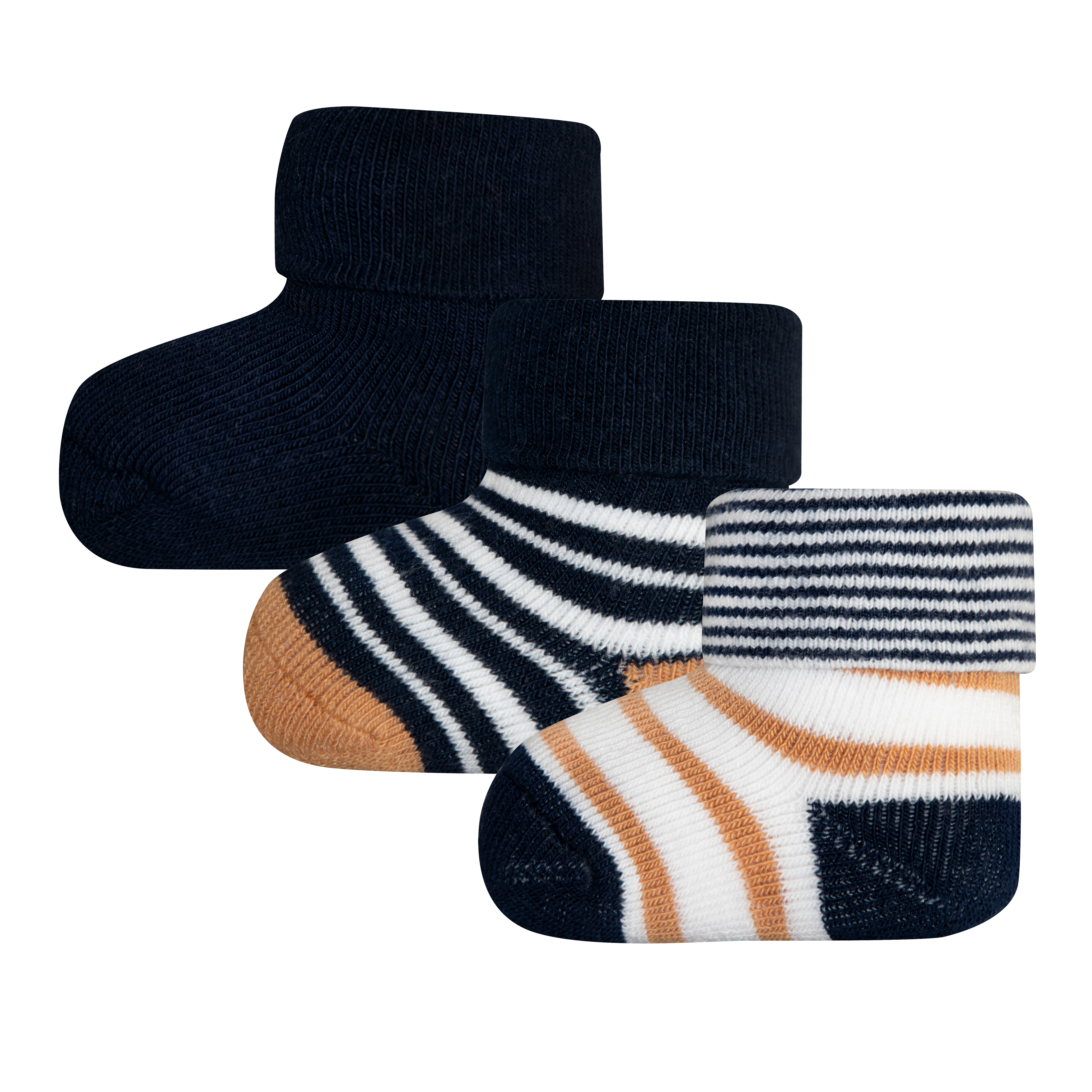 Jungen Erstlings-Socken (Dreierpack) Blau Ringel