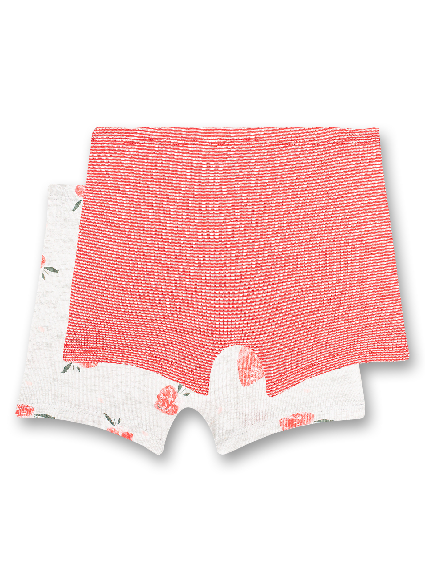 Mädchen-Shorts (Doppelpack) Erdbeer-Allover und Rosa-geringelt Strawberry Field