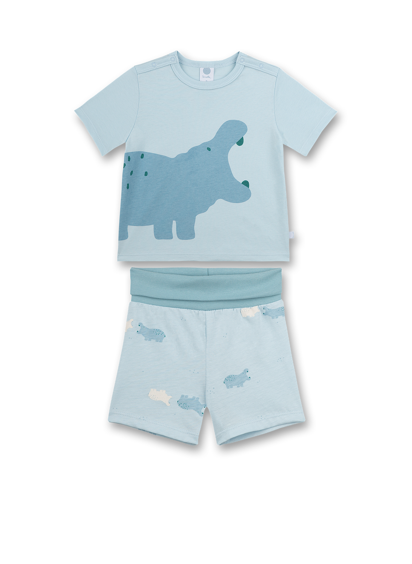Jungen-Schlafanzug kurz Hellblau Hippo