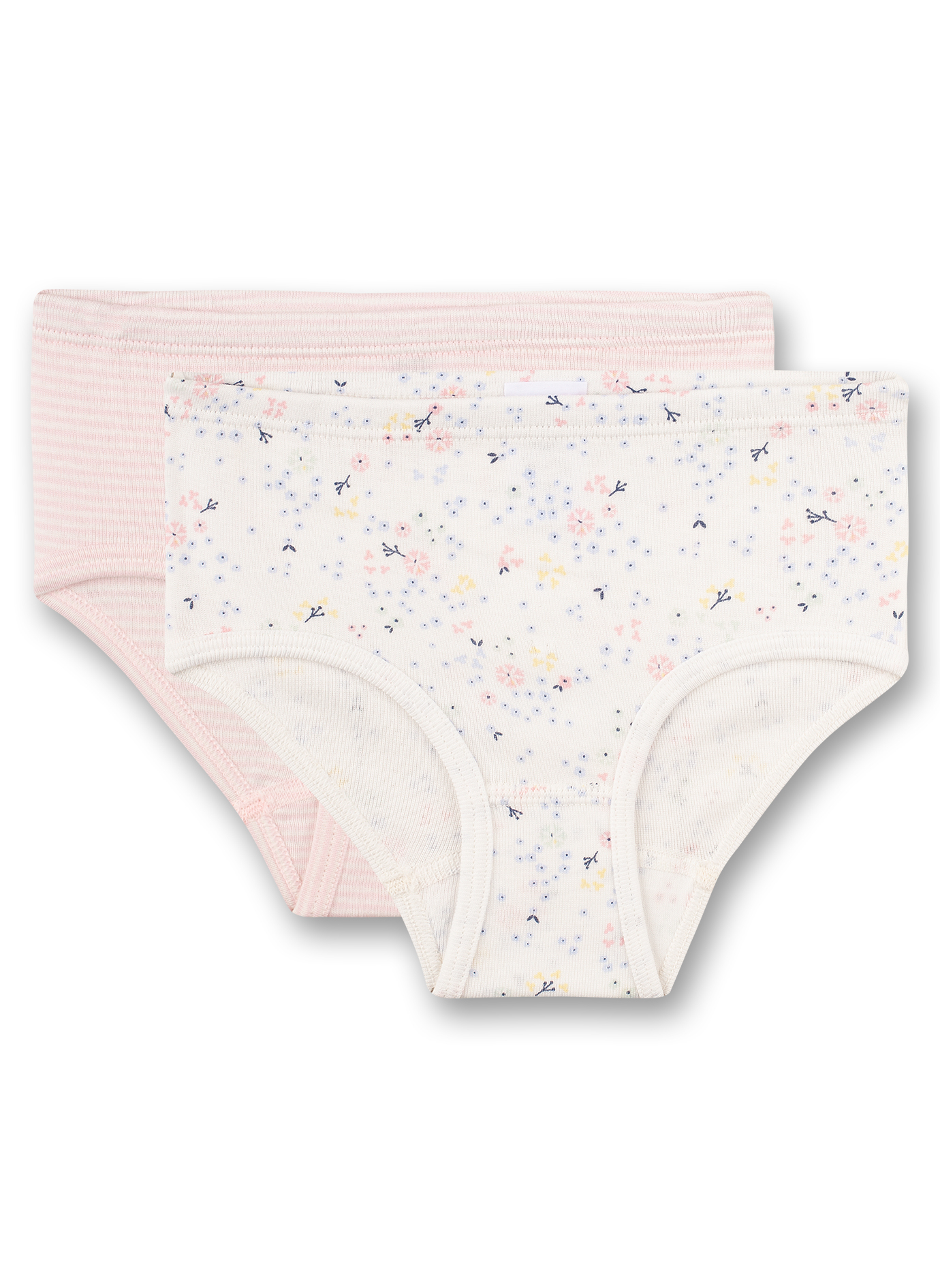 Mädchen-Hüftslip (Doppelpack) Weiß und Rosa Milles Fleurs