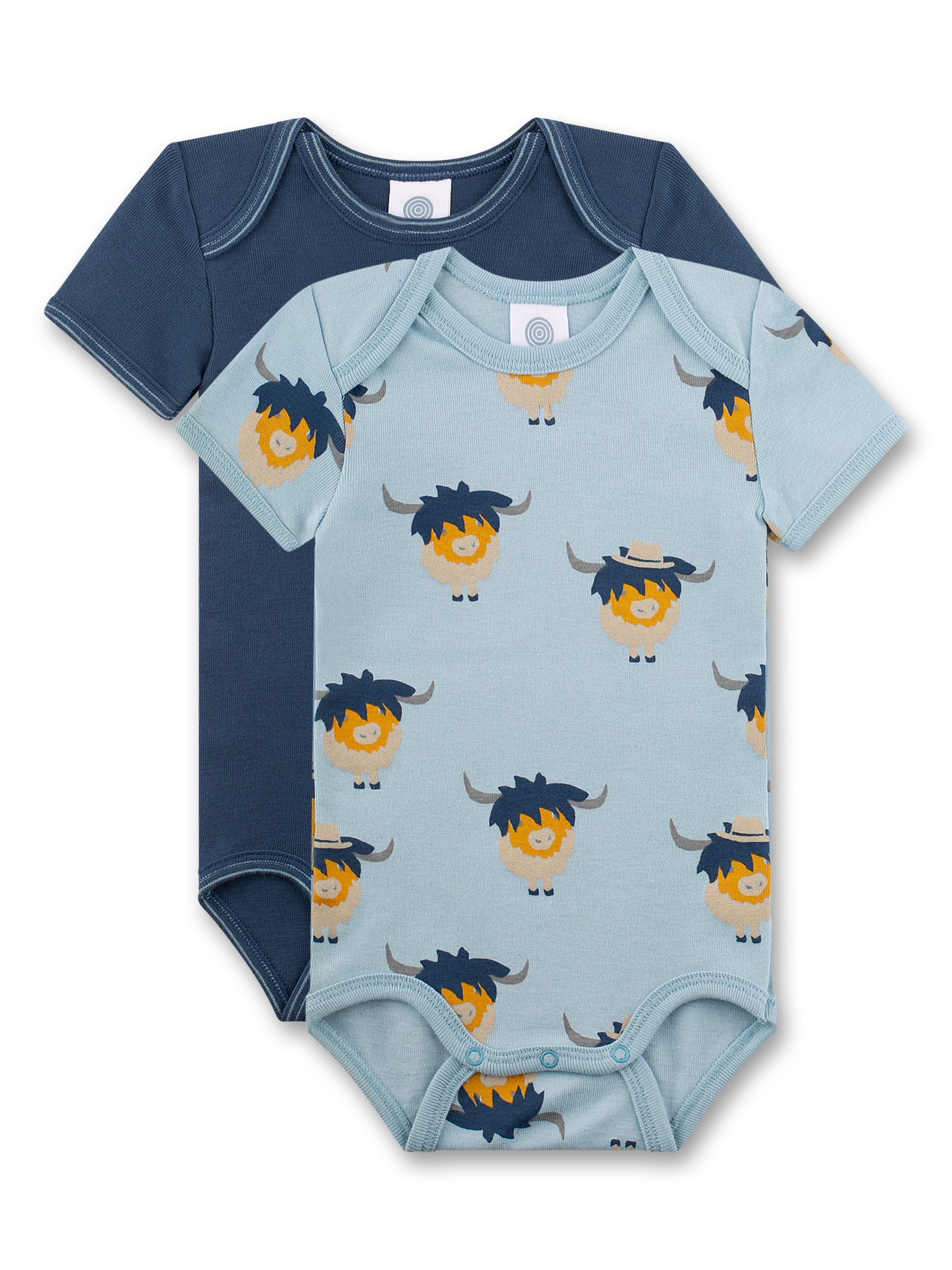 Baby-Body (Doppelpack) kurzarm blau Büffel 