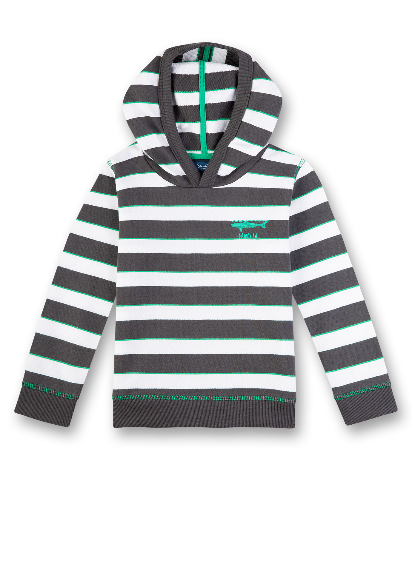 Jungen-Sweatshirt Dunkelgrau-geringelt Surf and Chill