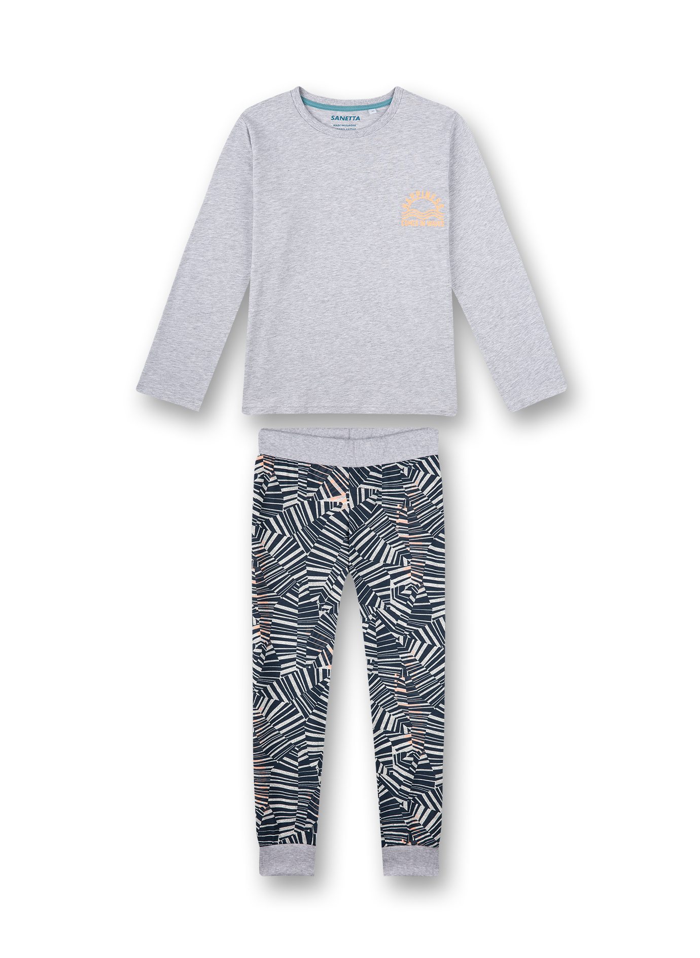 Jungen-Schhlafanzug lang Graumelange Wave Rider