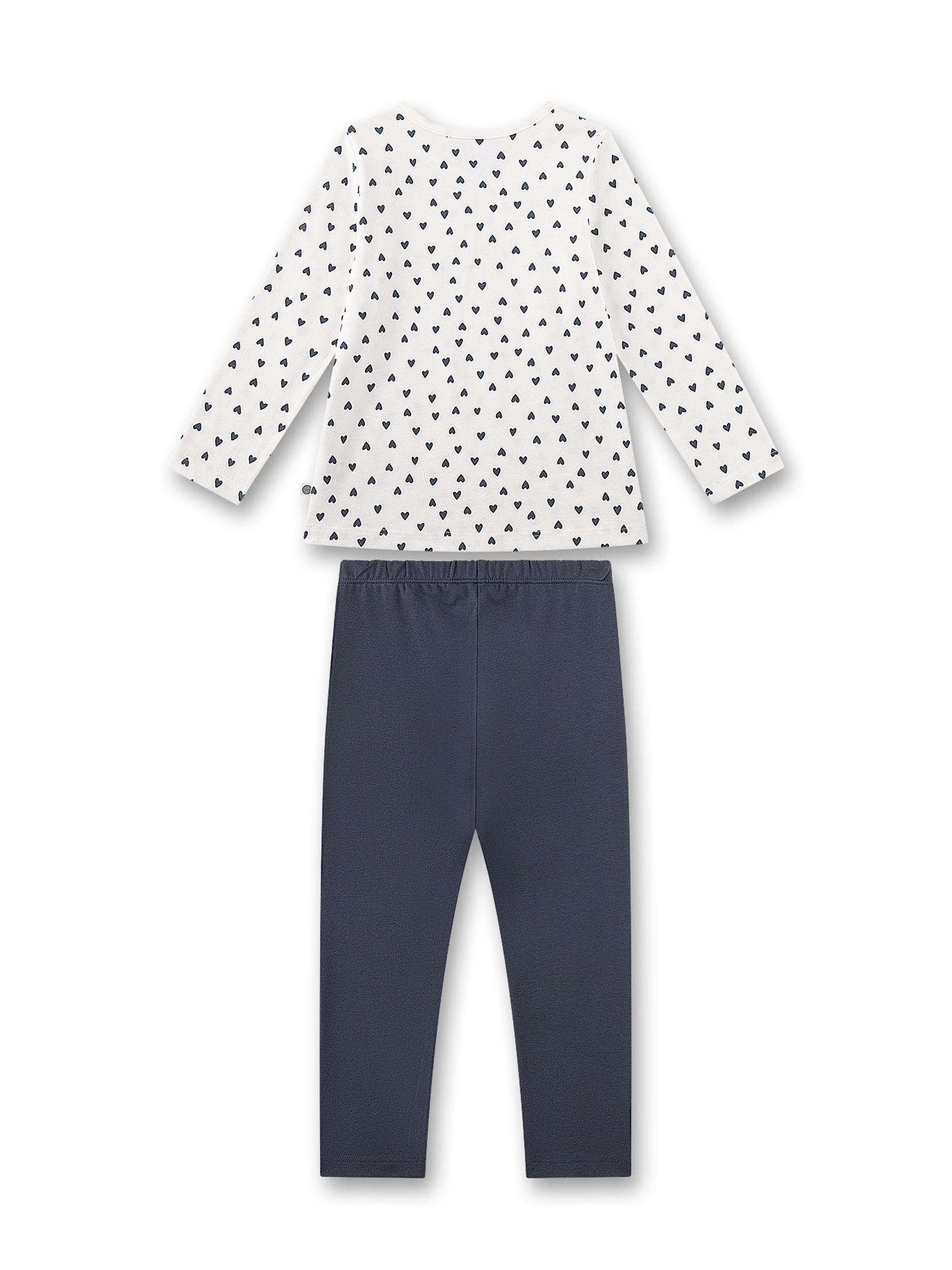 Hemd, Langarm, Herz-Muster, Weiß, Navy