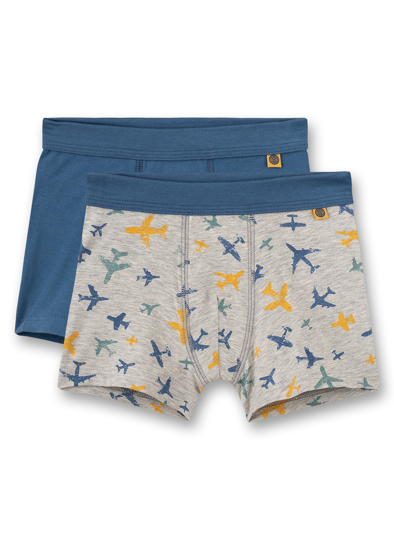 Jungen-Hipshorts (Doppelpack) Graumelange und Blau Plane