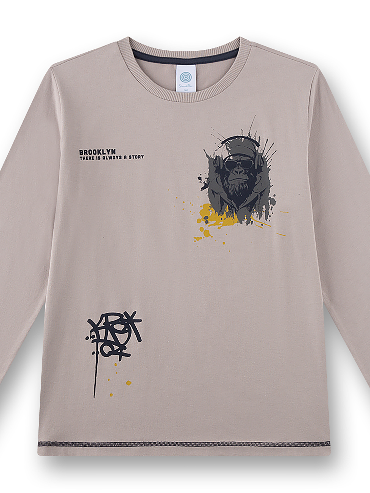 Sweatshirt, Graffiti, Grau, Affengesicht-Grafik, Langarm?