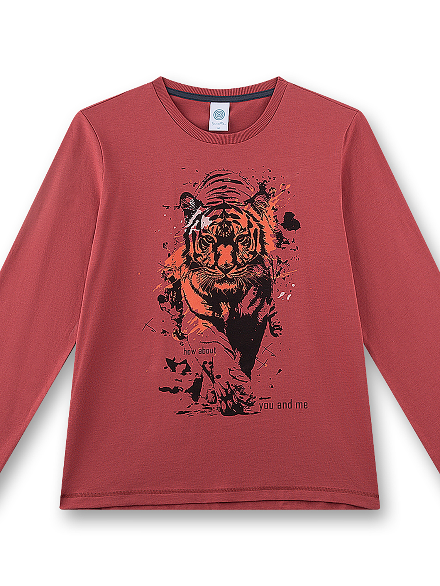 Langarmshirt, Tiger, Rot, Print, Sweatshirt