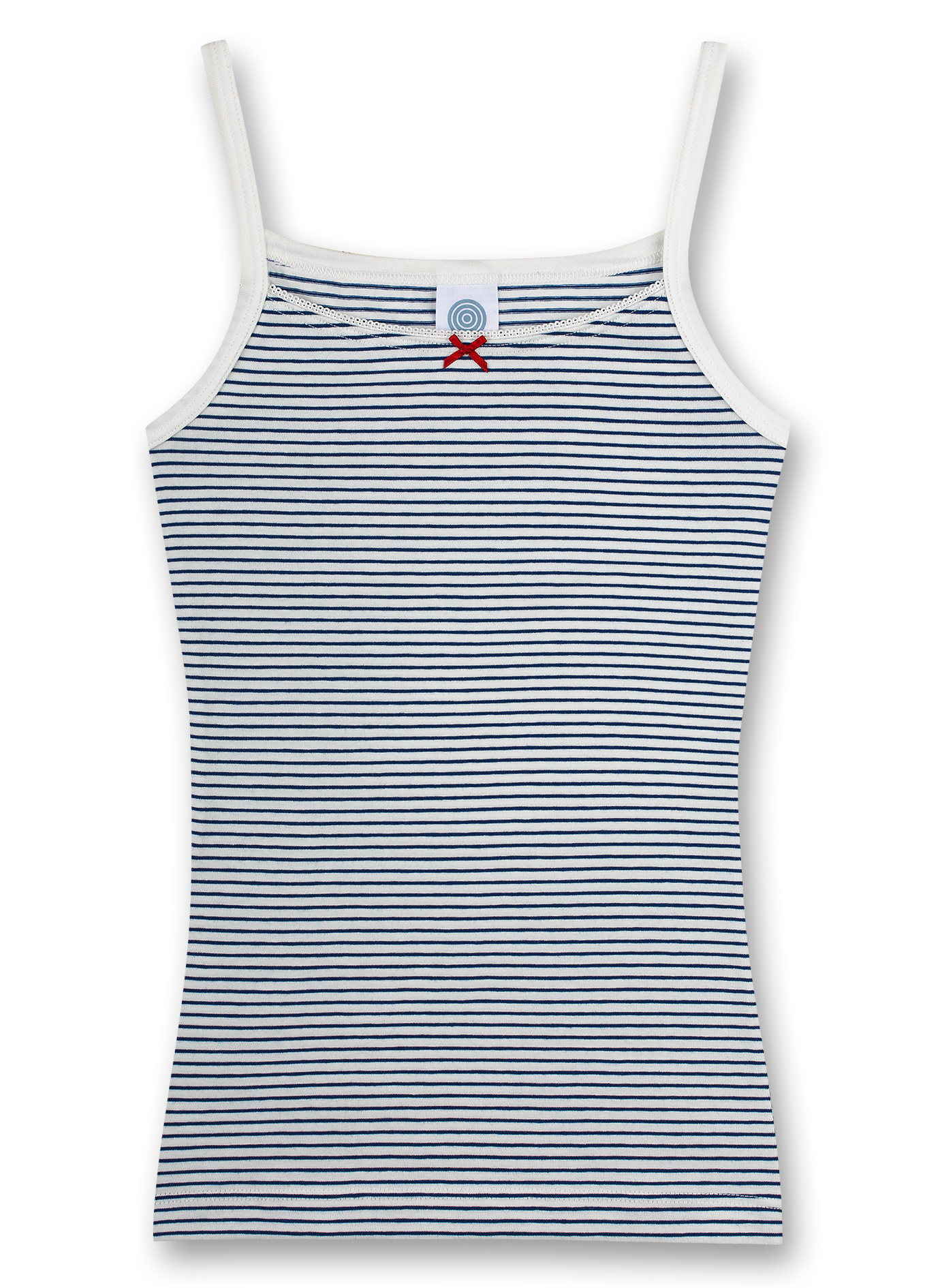 Mädchen-Unterhemd (Doppelpack) Weiß und Blau Ringel Bye the Sea