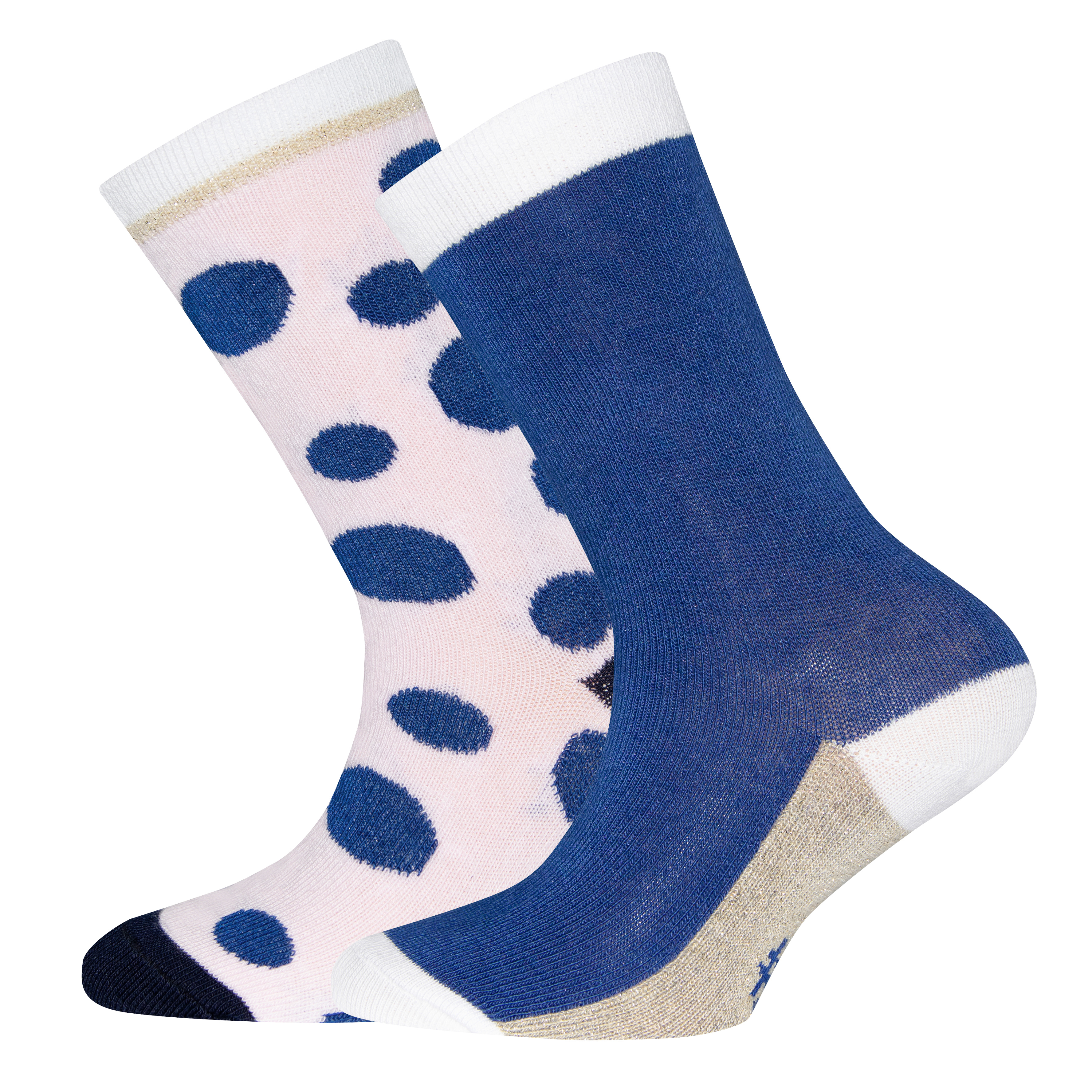 Mädchen-Socken (Doppelpack) Blau und Punkte