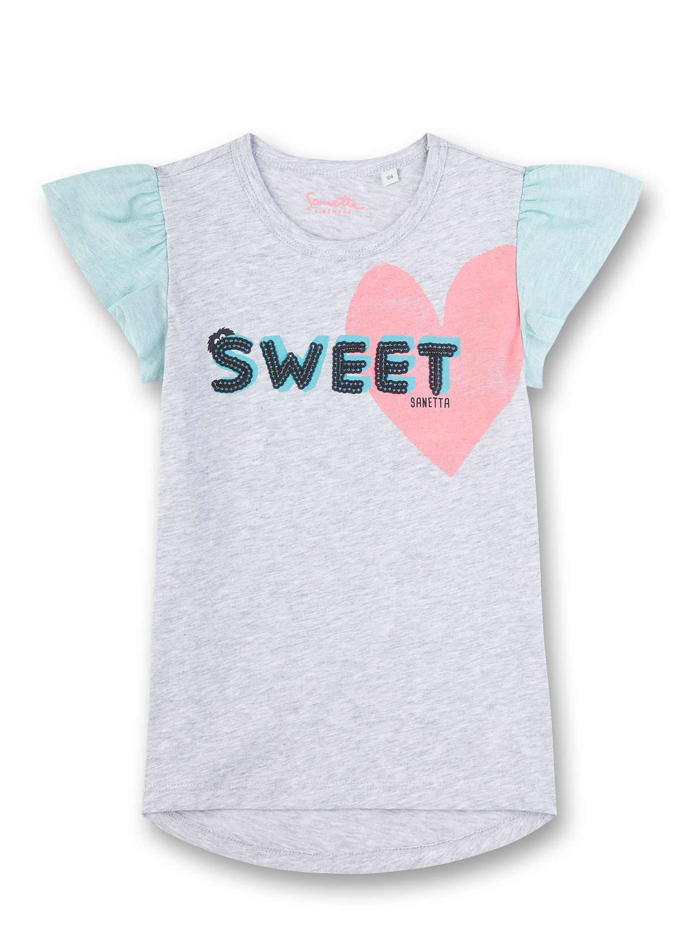 Mädchen T-Shirt Graumelange Sweet Heart