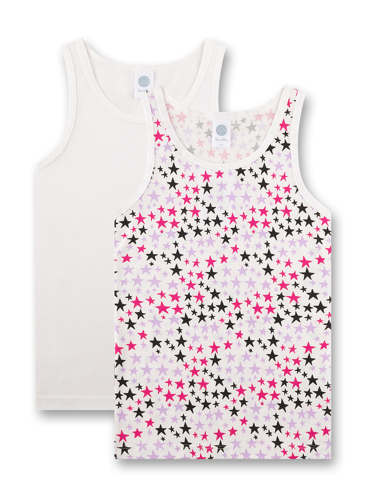 Tanktop, Sterne, Sterne Muster, Ärmellos, Weiß
