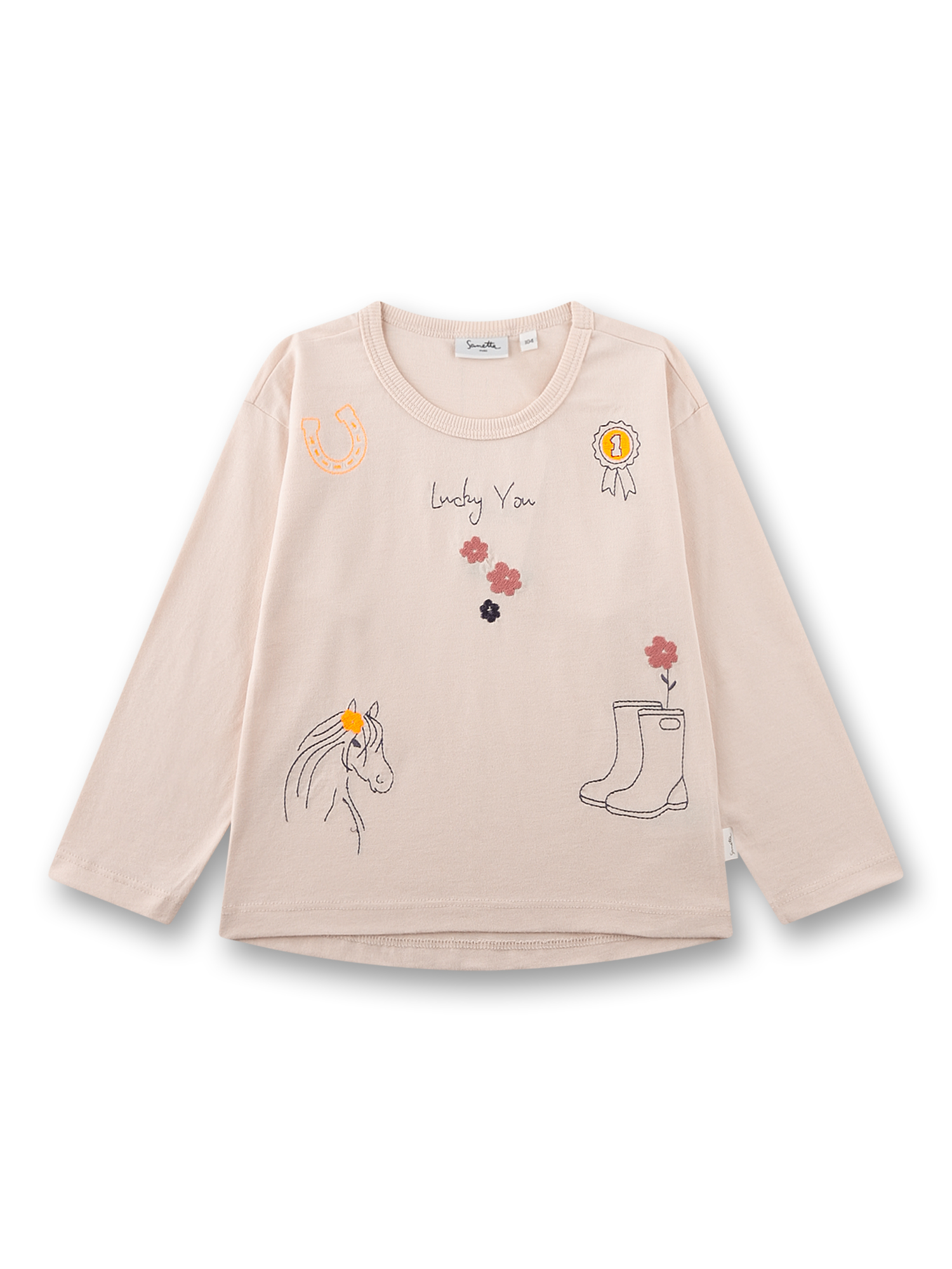 Mädchen-Langarmshirt rosa Pferd