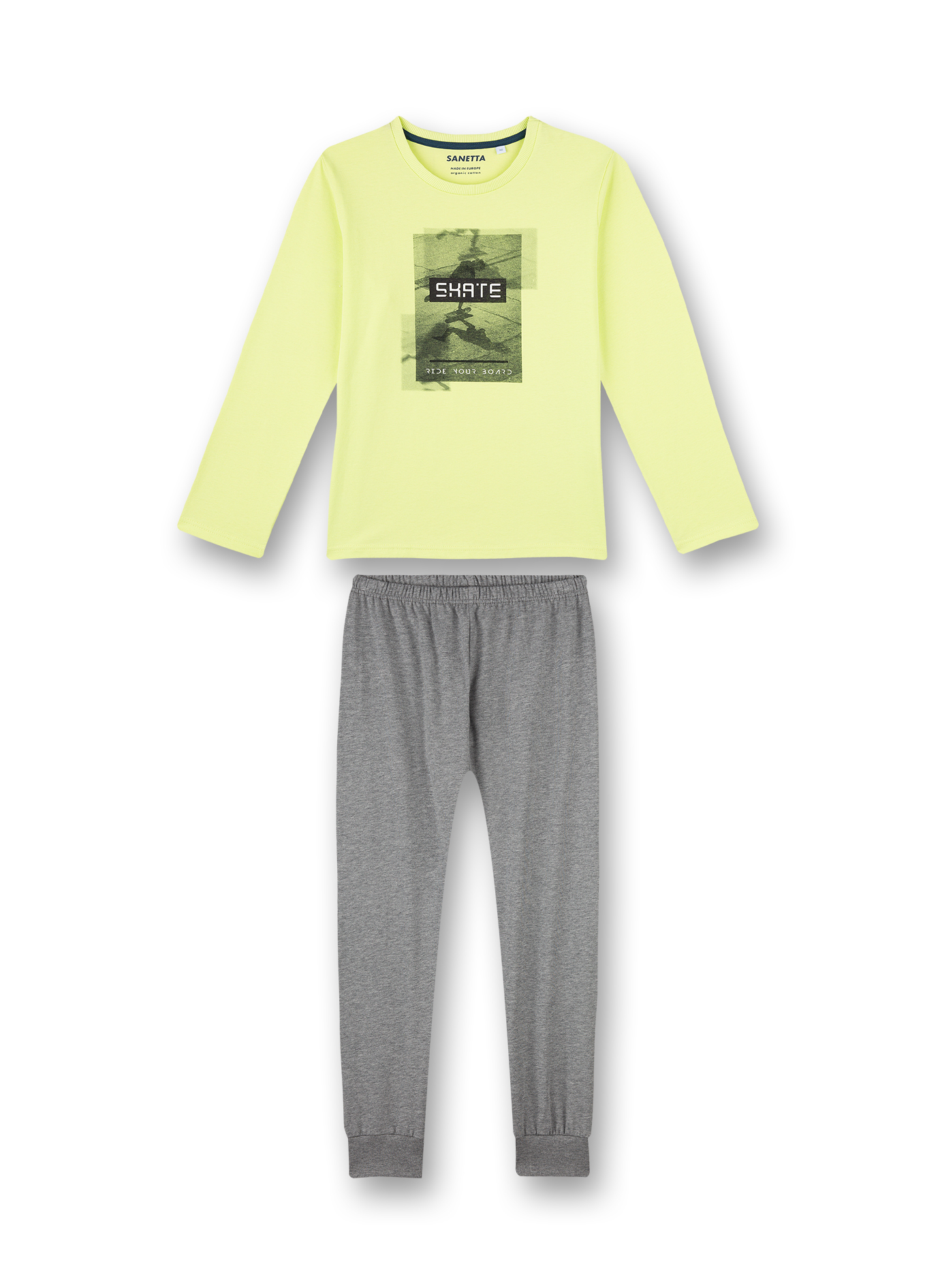 Jungen-Schlafanzug Lime-Gelb Skate