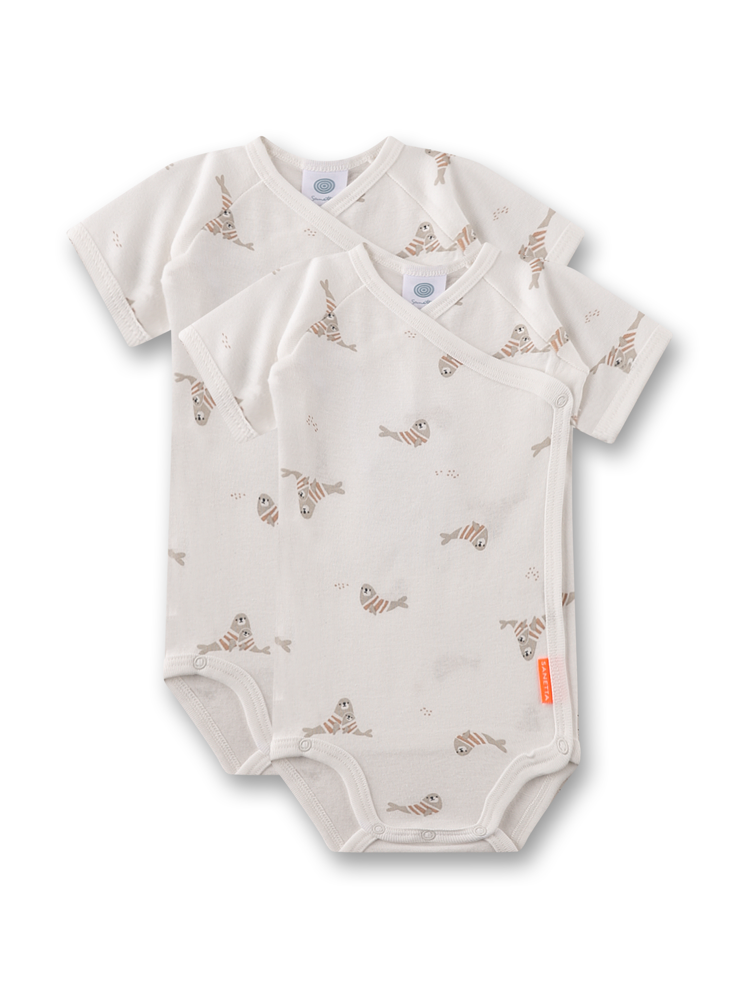 Baby-Wickelbody (Doppelpack) kurzarm beige Robbe