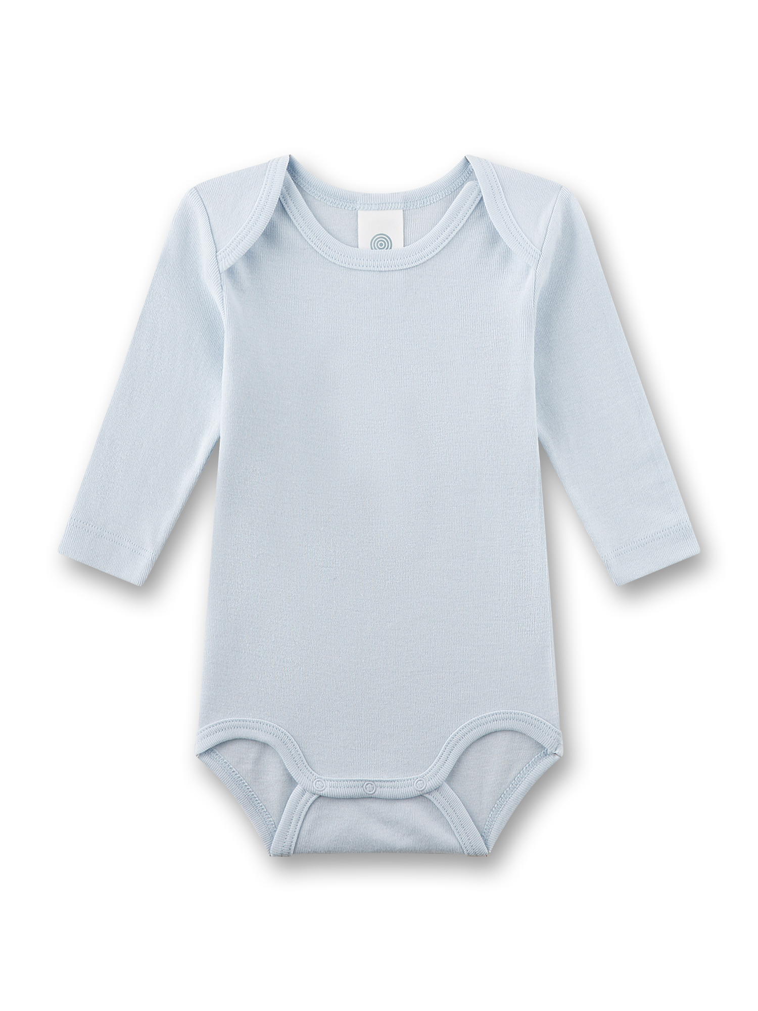 Baby-Bodysuit, Langarm-Bodysuit, Hellblau, Baumwolle, Druckknopf-Verschluss
