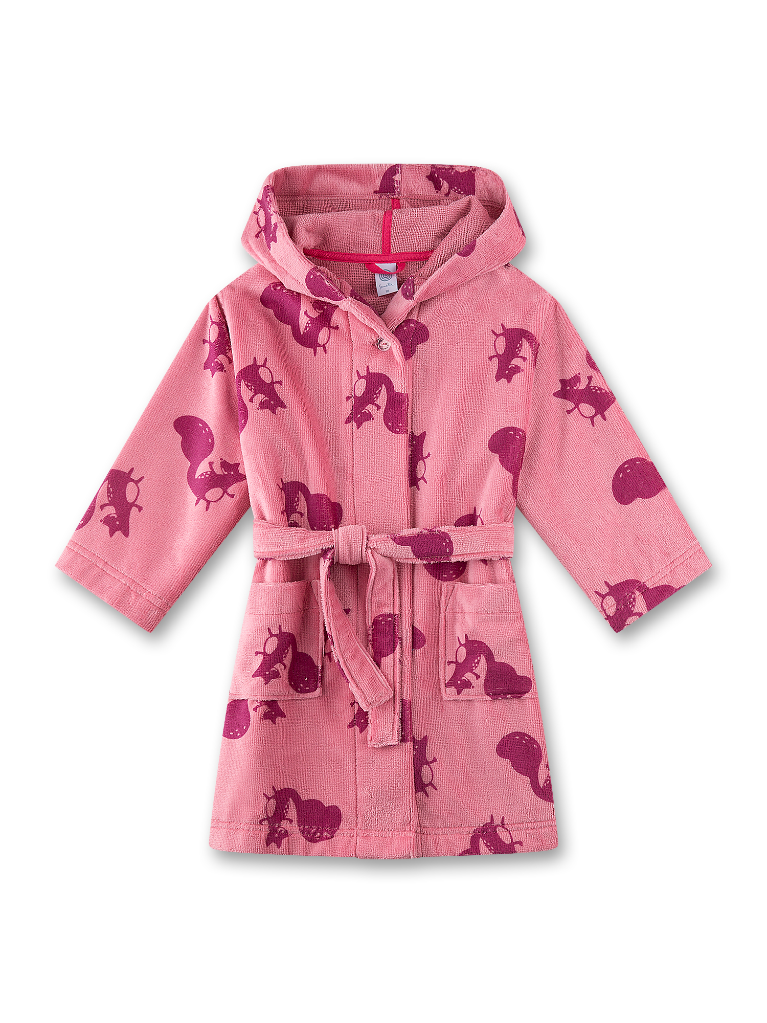 Kinderkapuzenbadetuch, Rosa Bademantel, Tiersilhouette, Weste mit Gürtel, Kapuze
