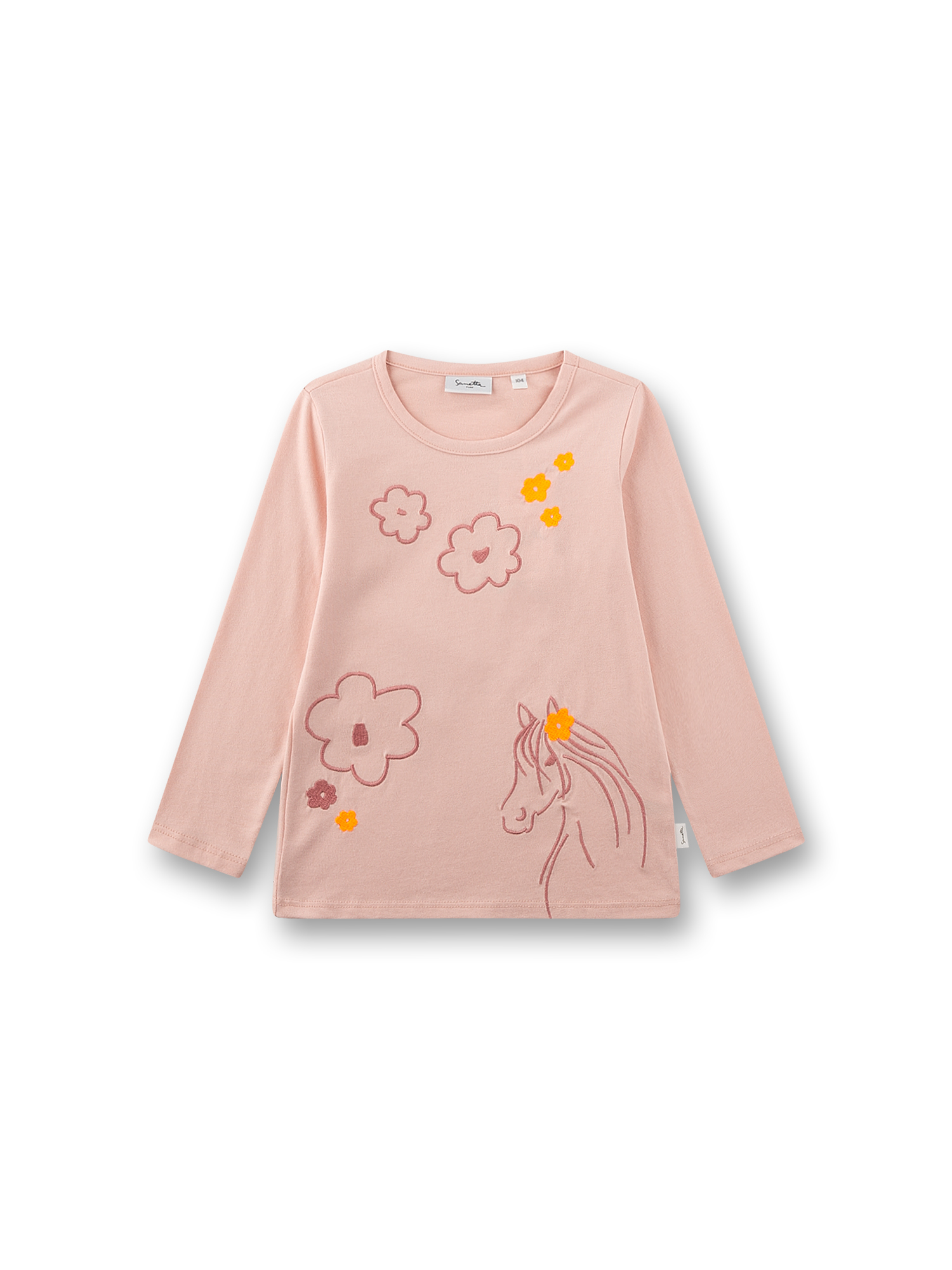 Mädchen-Langarmshirt rosa Pferd