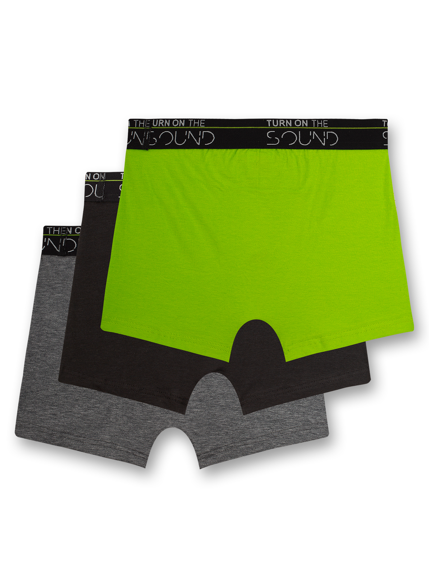 Jungen-Hipshorts (Dreierpack) Grau Schwarz und Neongrün