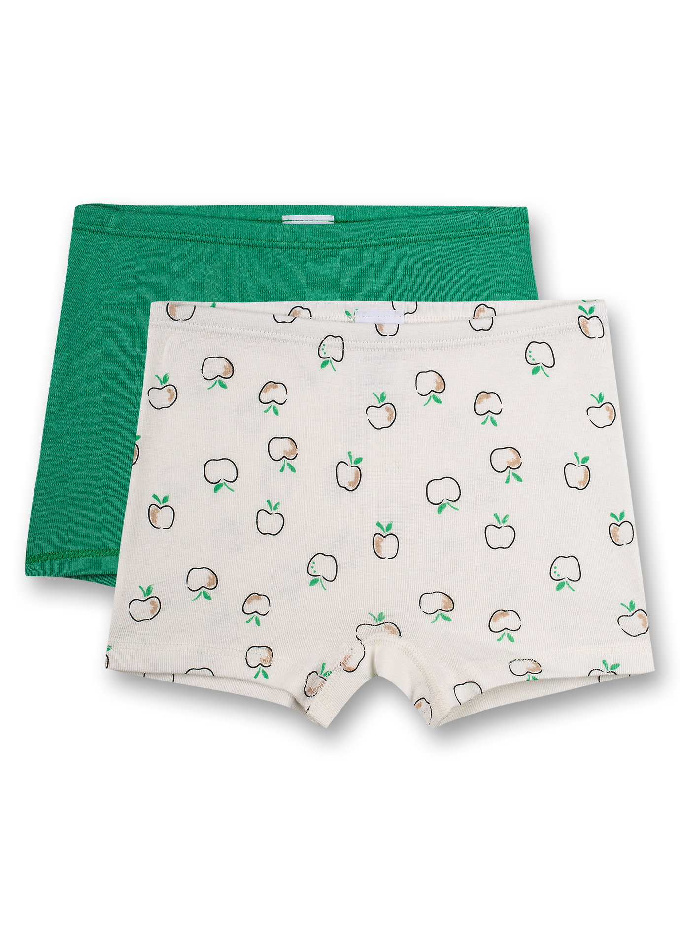 Mädchen-Pantyshort (Doppelpack) Off-White und Grün Dots+Apples