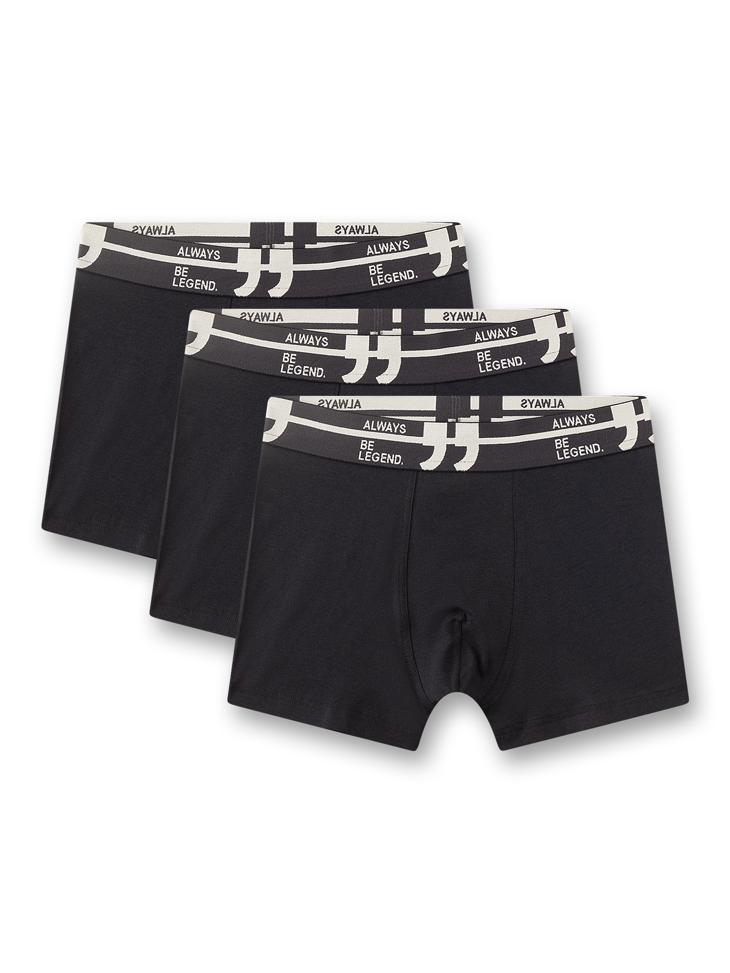 Boxershorts, Schwarz, Elastischer Bund, Unifarben, 3er-Pack