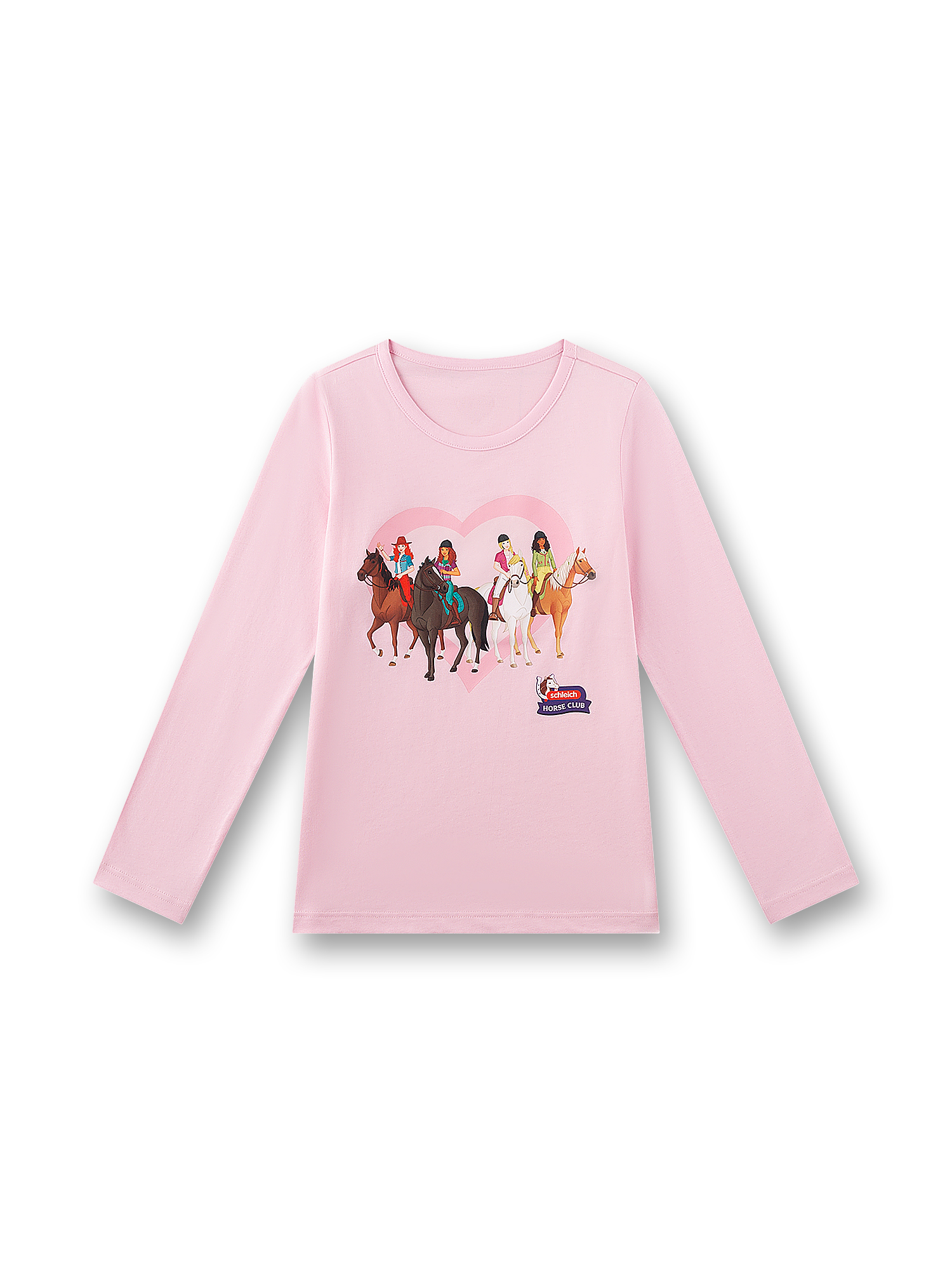Kinderpullover, Langarmshirt, Rosa, Pferde, Herz-Motiv