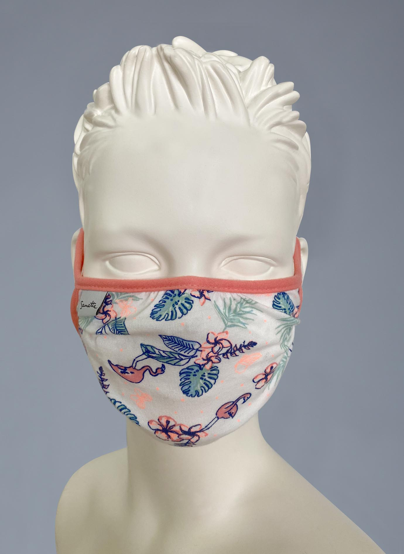 Wiederverwendbare Mund-Nasen-Maske Mädchen Doppelpack Off-White Blumen-Allover