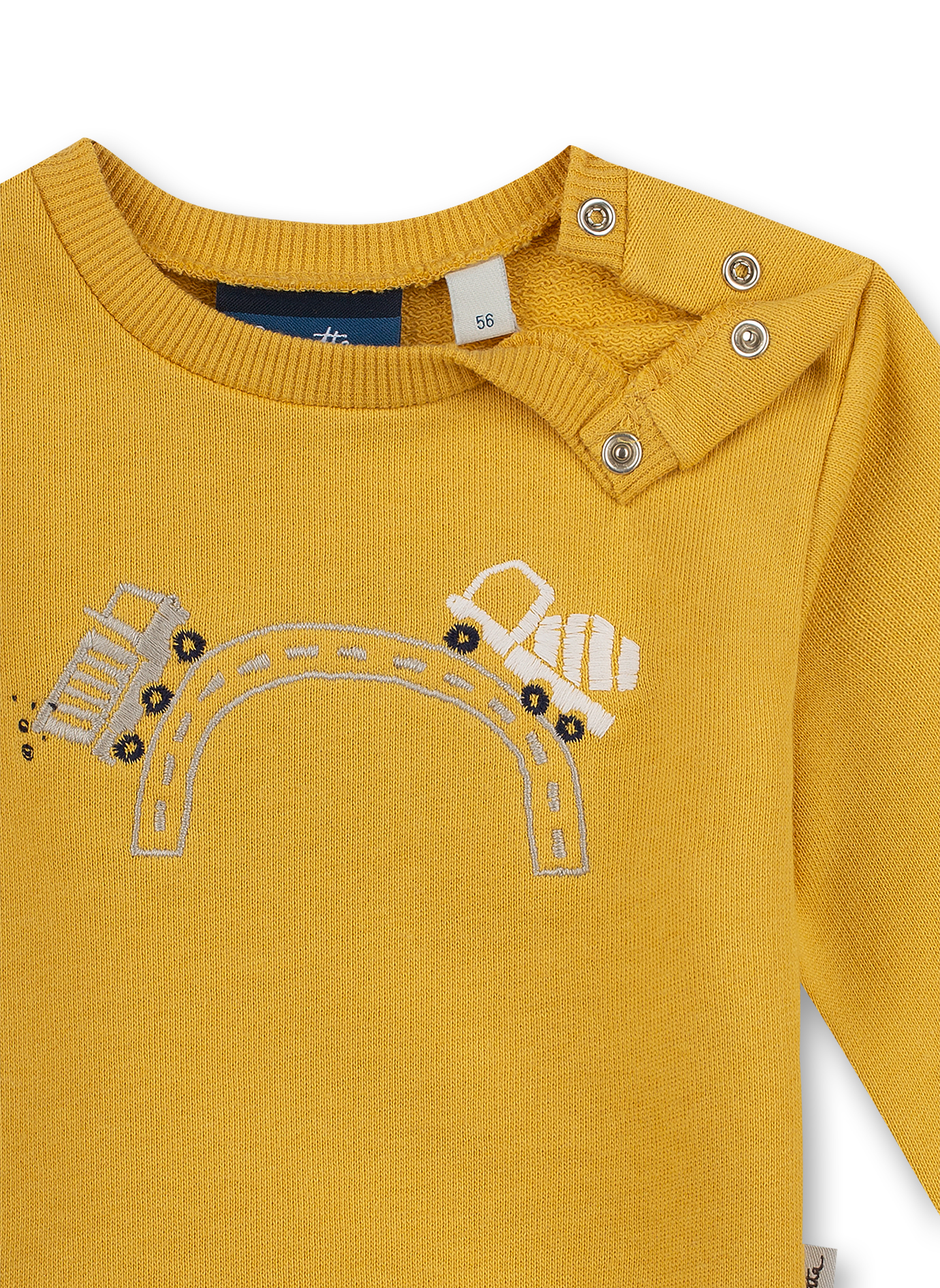 Pullover, Sweatshirt, Rundhals, Gelb, Auto-Road-Embroidery