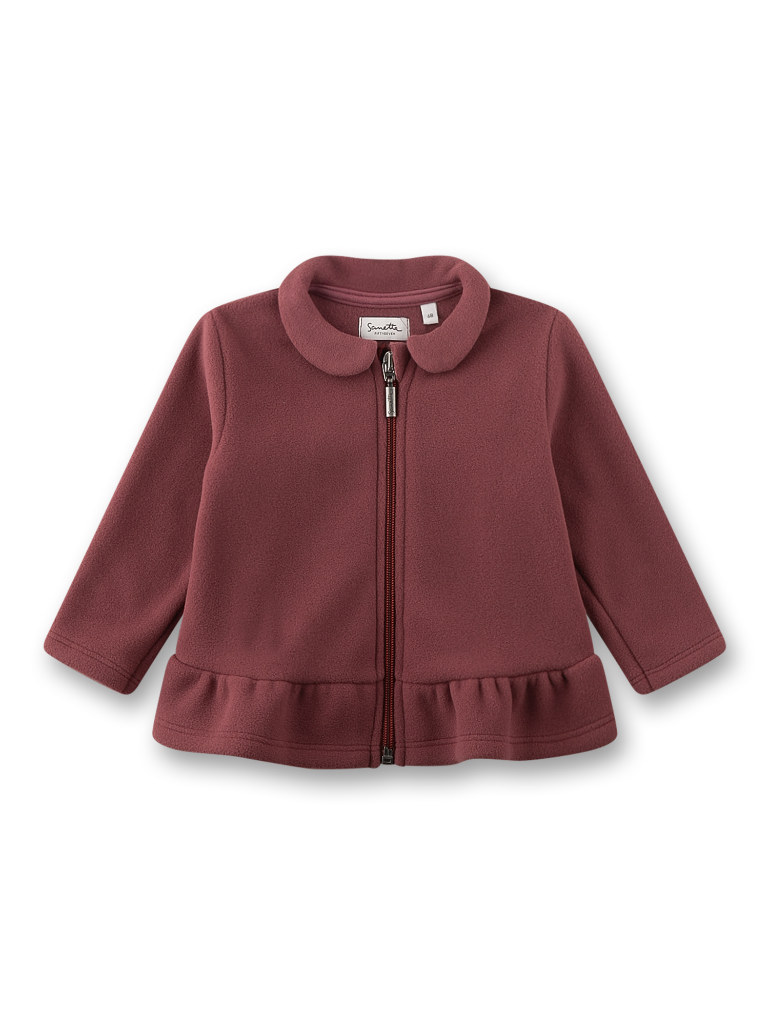Mädchen-Fleecejacke rot mit Volant