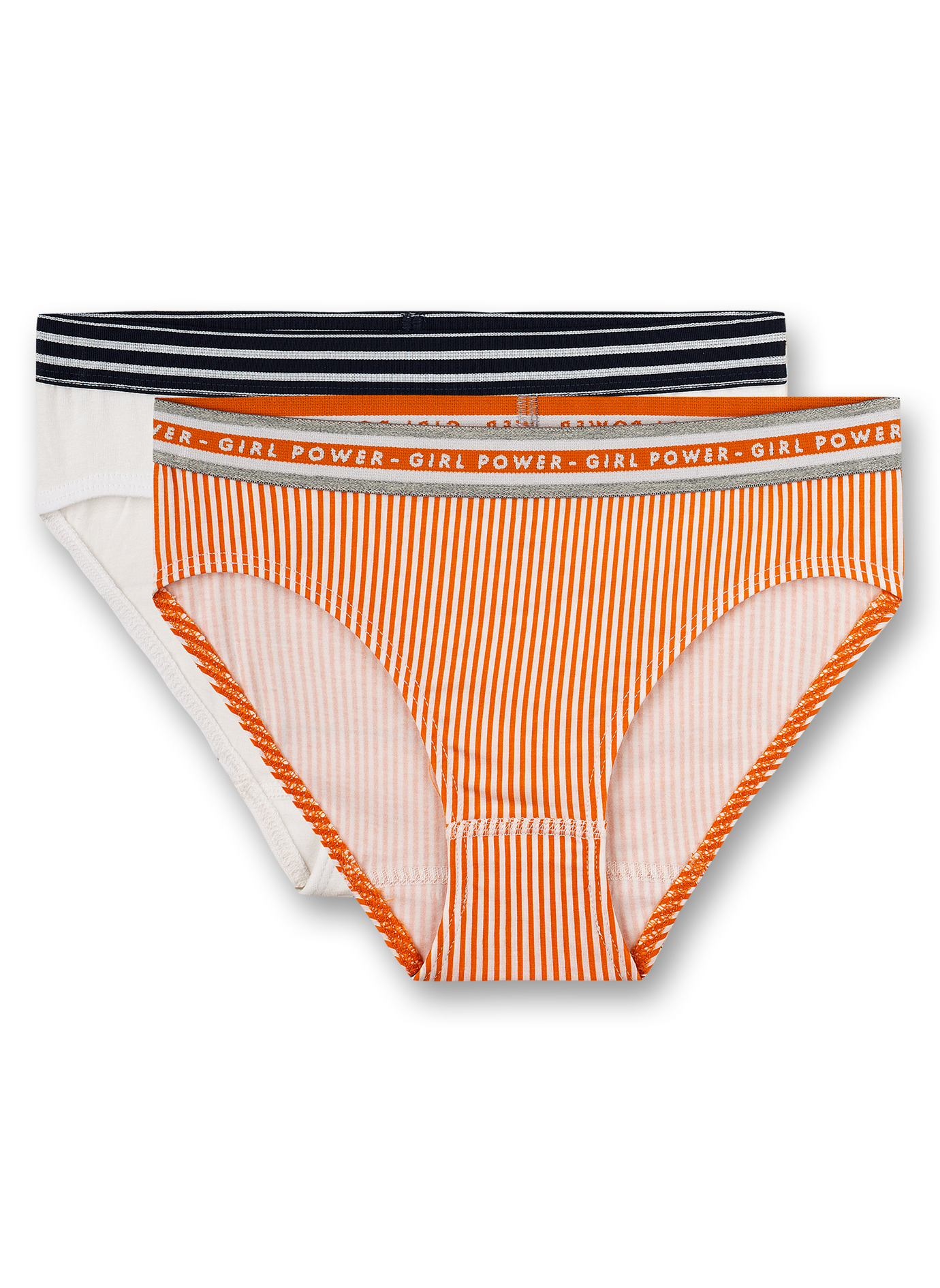 Mädchen-Rioslip (Doppelpack) Orange und Weiß Athleisure Workout