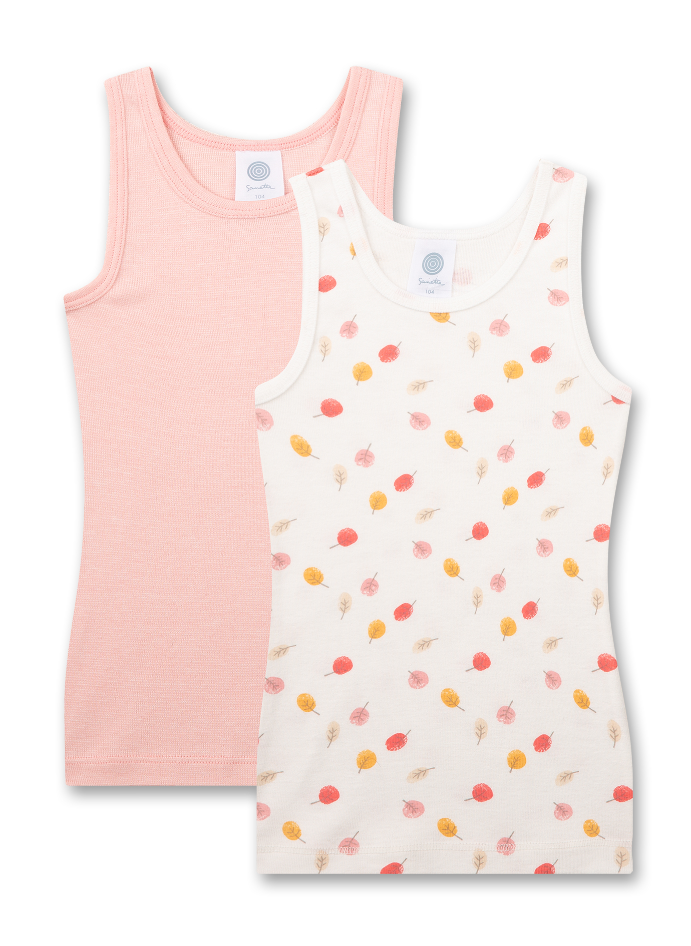 Mädchen-Unterhemd Doppelpack Off-White und Rosa