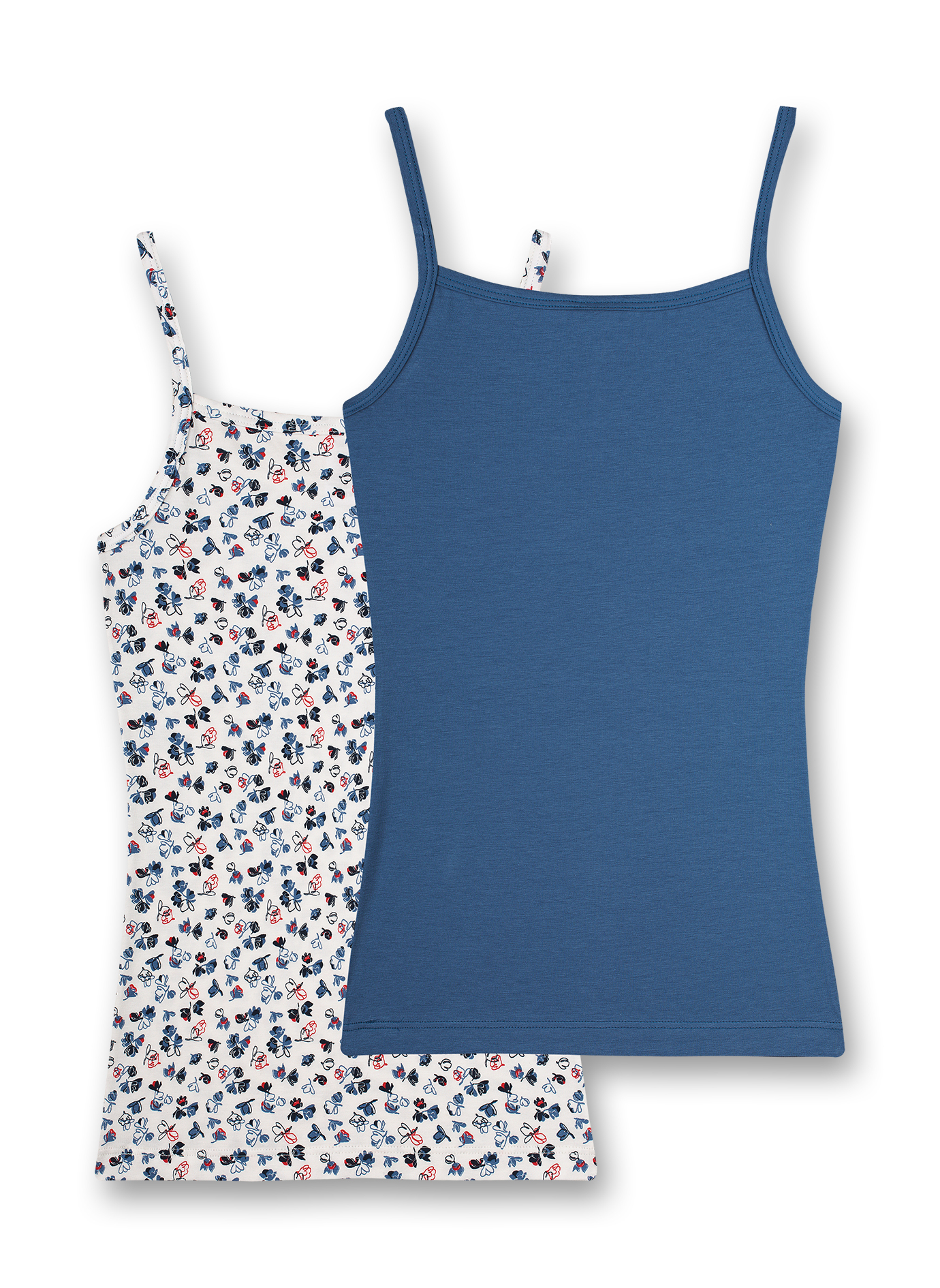 Mädchen-Unterhemd (Doppelpack) Off-White und Blau Ethno