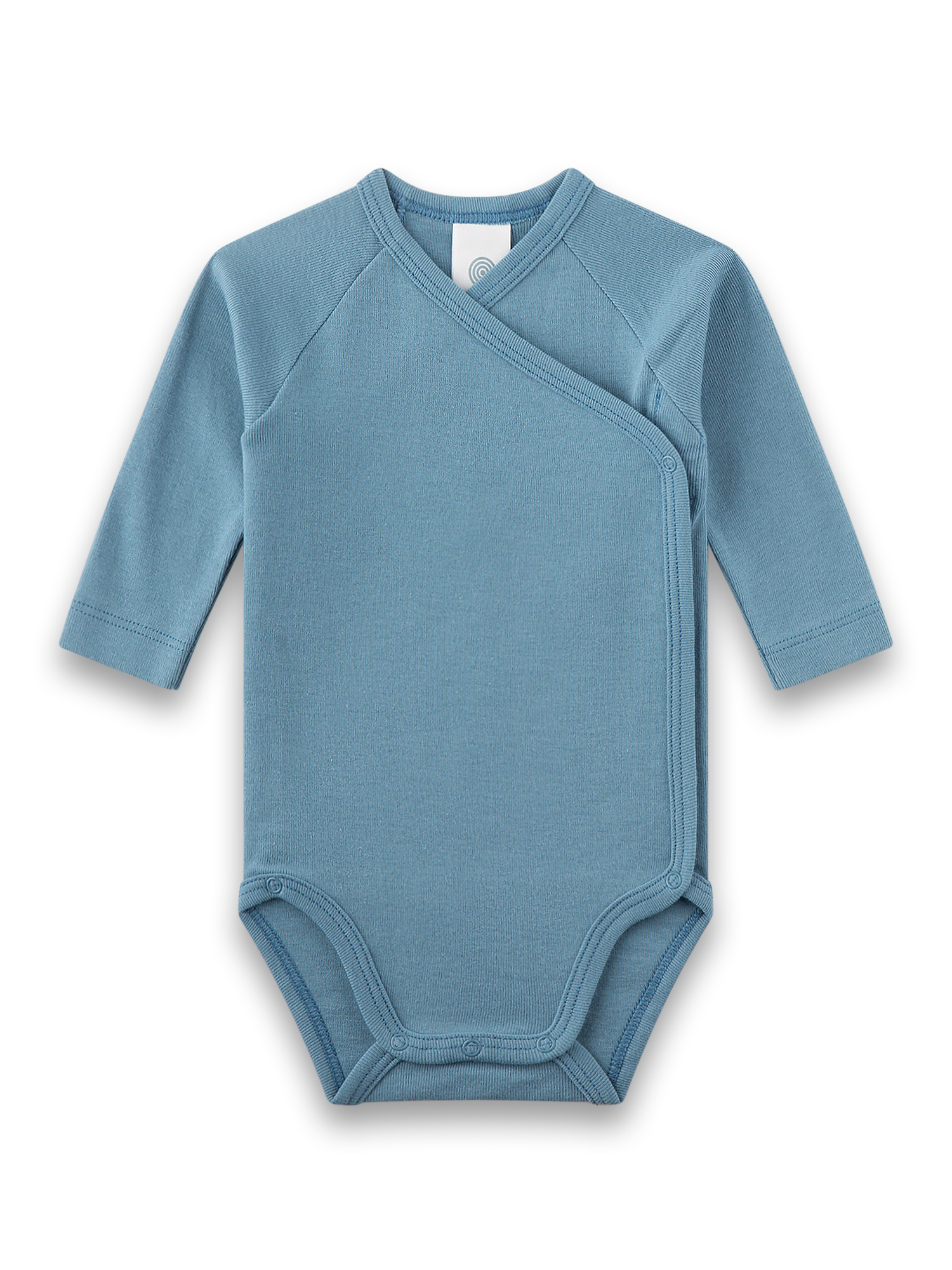 Babysuit, Long sleeves, Wrap front, Blue, Cotton blend