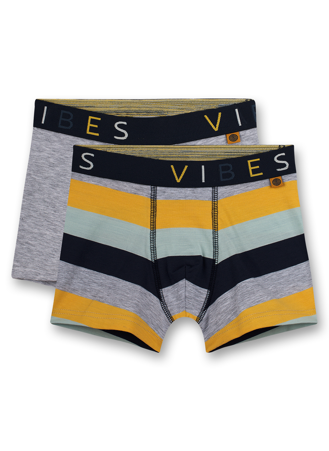 Jungen-Hipshorts (Doppelpack) Graumelange und Bunt-geringelt Key West