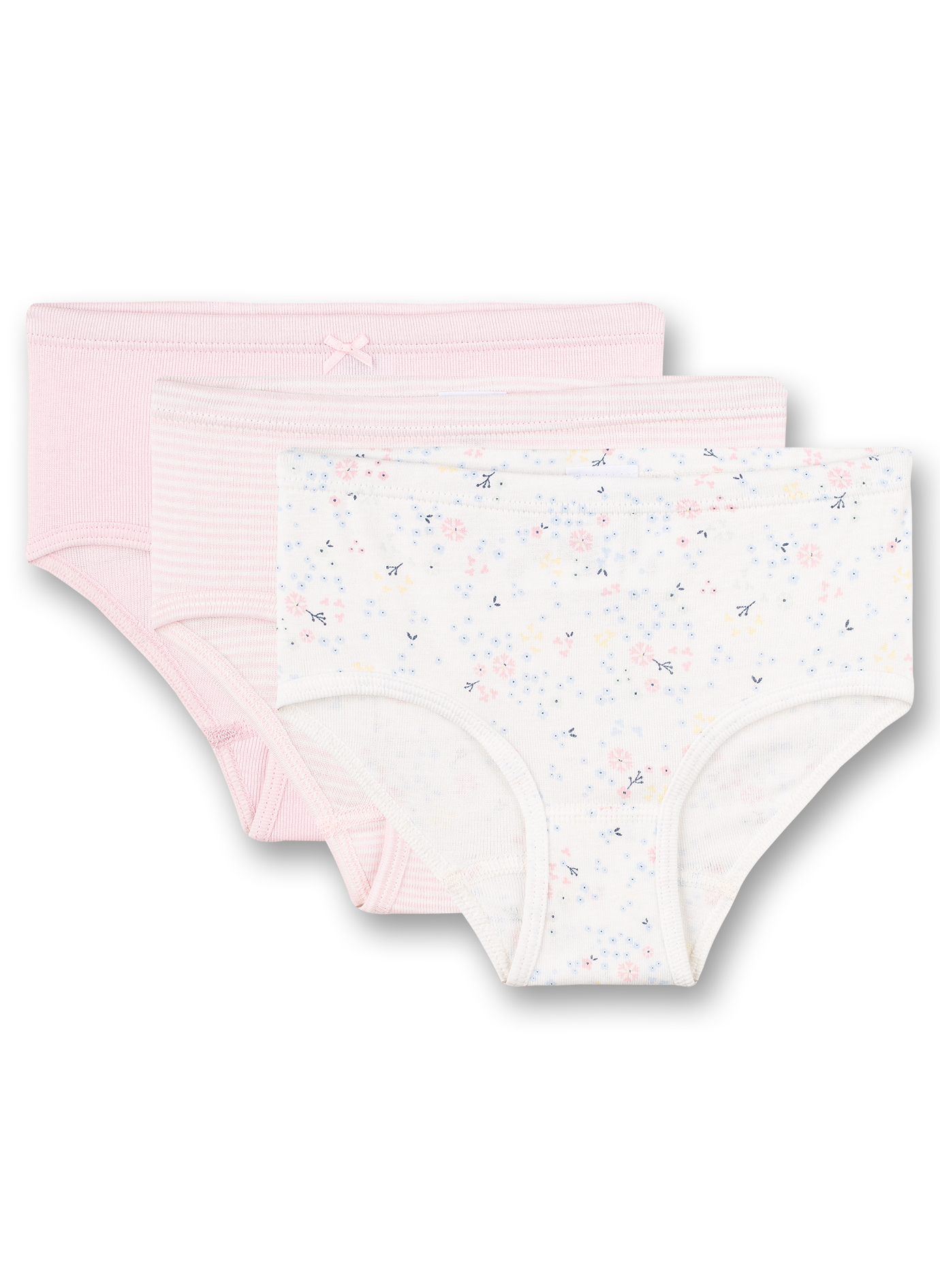 Mädchen-Hüftslip (Dreierpack) Blumen-Allover und Rosa