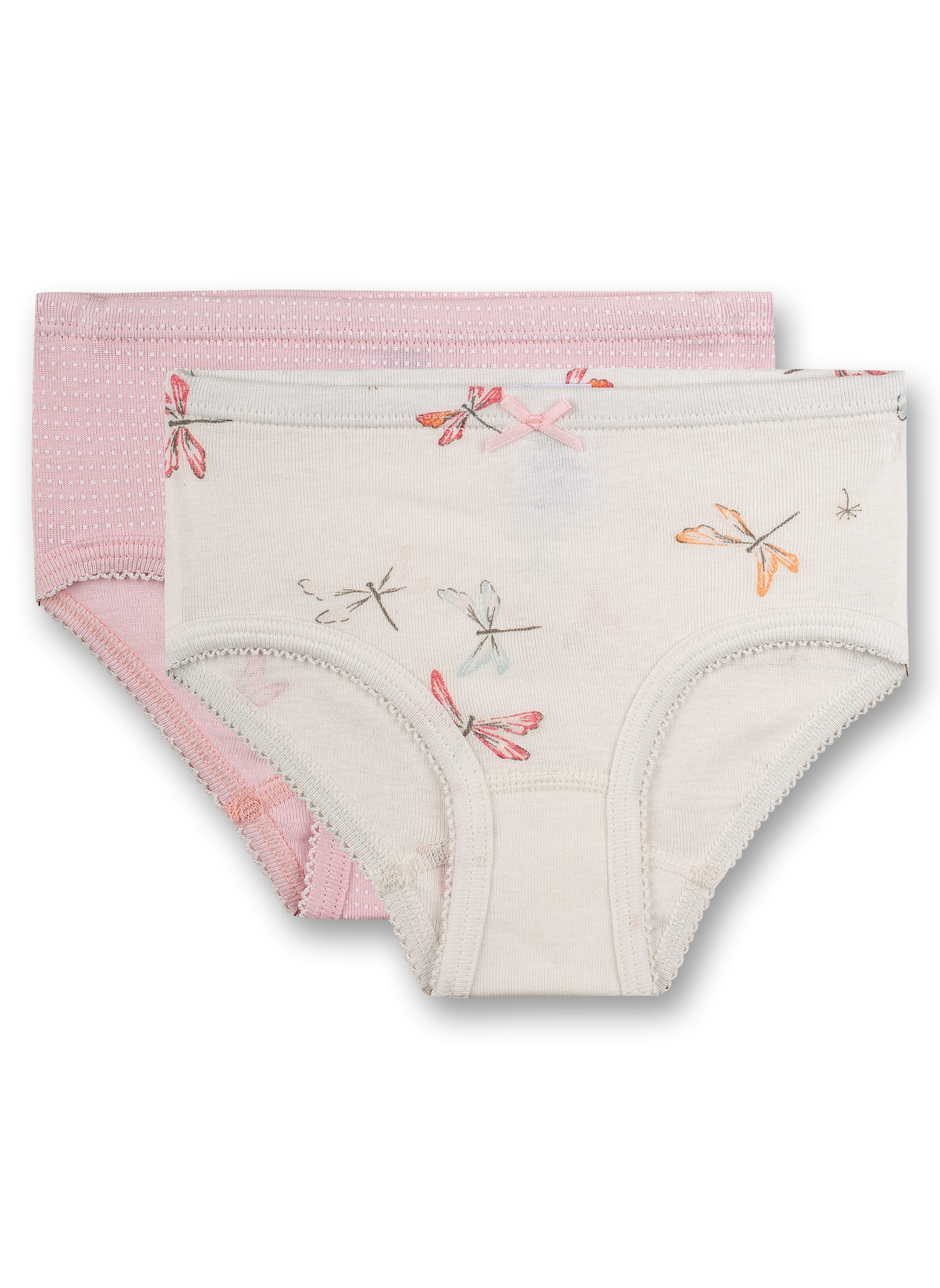 Mädchen-Hüftslip (Doppelpack) Off-White und Rosa Shiny Dragonfly