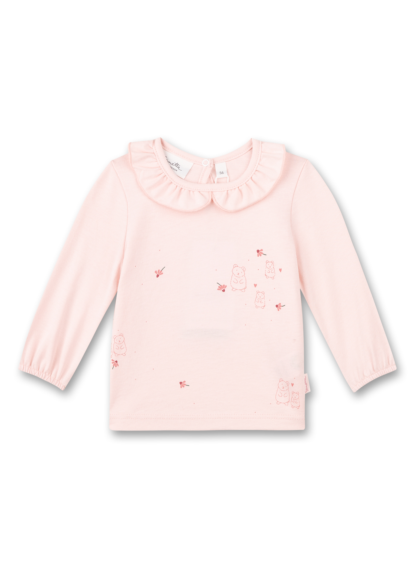 Mädchen-Shirt langarm Rosa  mit Kragen