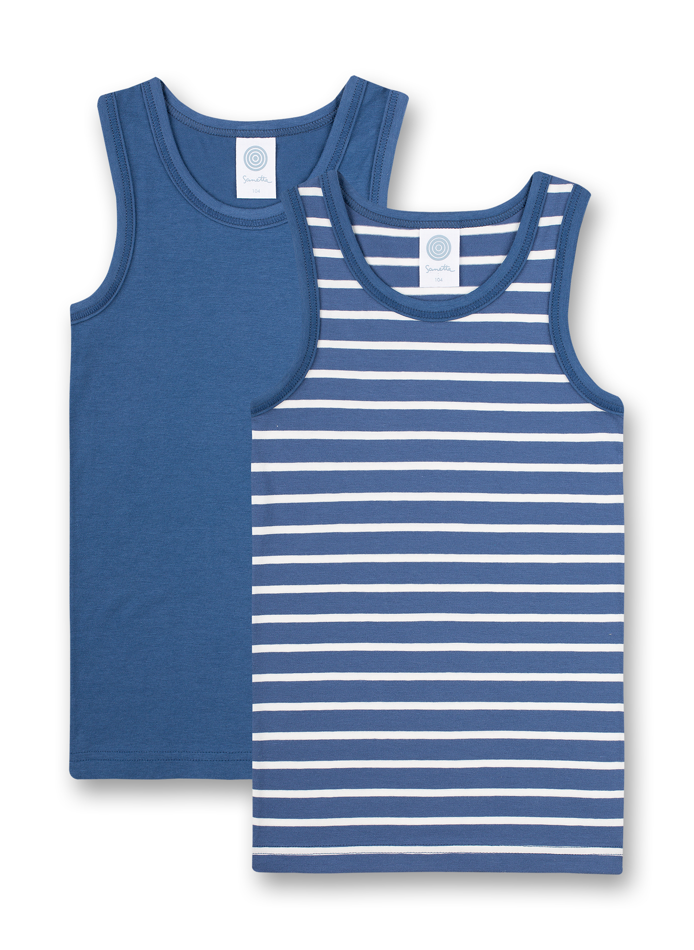 Jungen-Unterhemd (Doppelpack) Blau und Blau Ringel